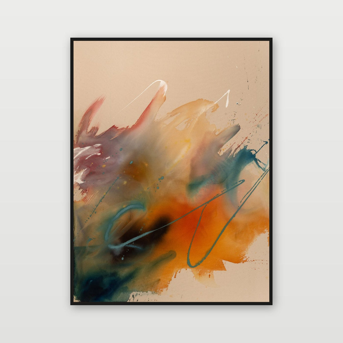 Unfolding Ember by Joanna Gilbert, shown in a black float frame