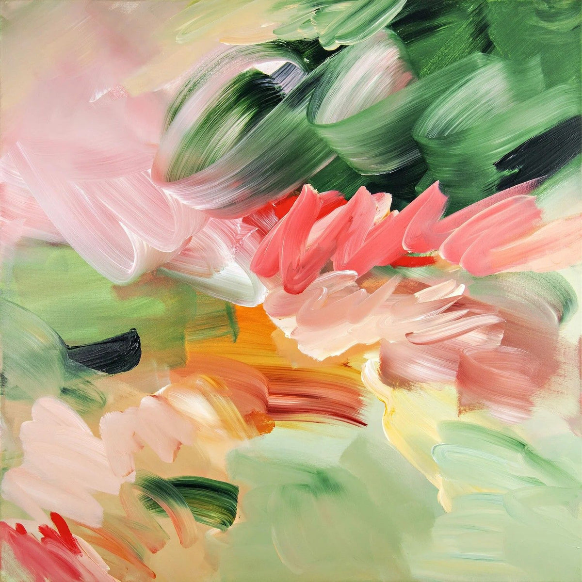 Unscripted, original abstract painting by Joanna Gilbert, full view of the canvas