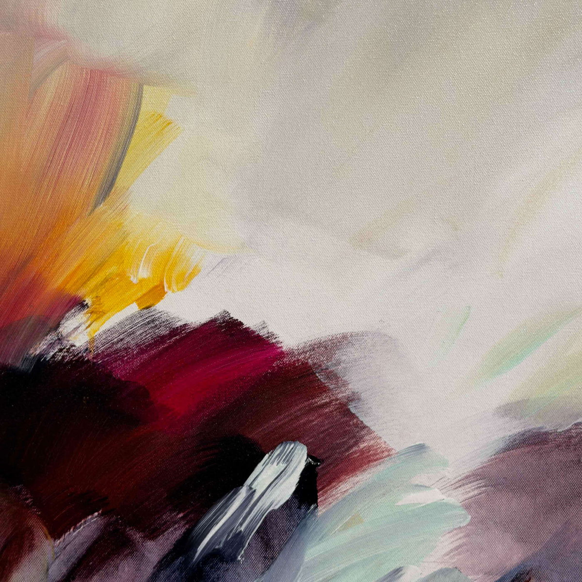 Where the Light Finds You by Joanna Gilbert, close detail of gold light breaking over burgundy