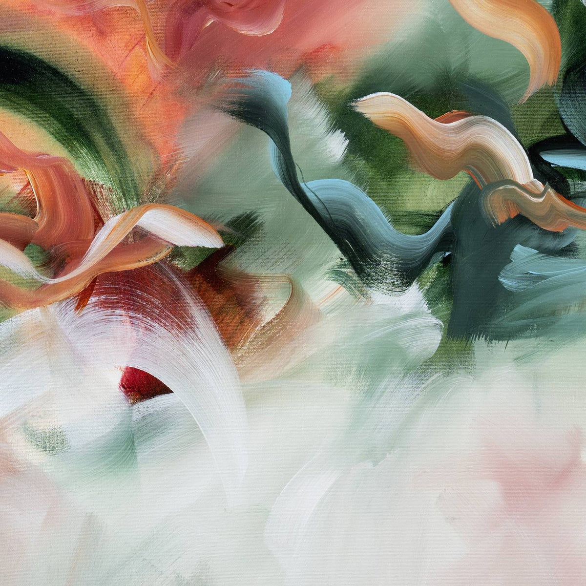 Whispers in the Forest 2, original abstract painting by Joanna Gilbert, close detail of the paint surface