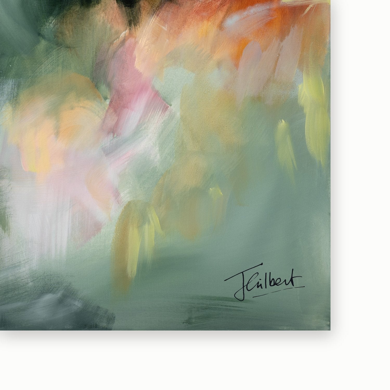 Artist signature on Breathe 1 framed canvas print by Joanna Gilbert.