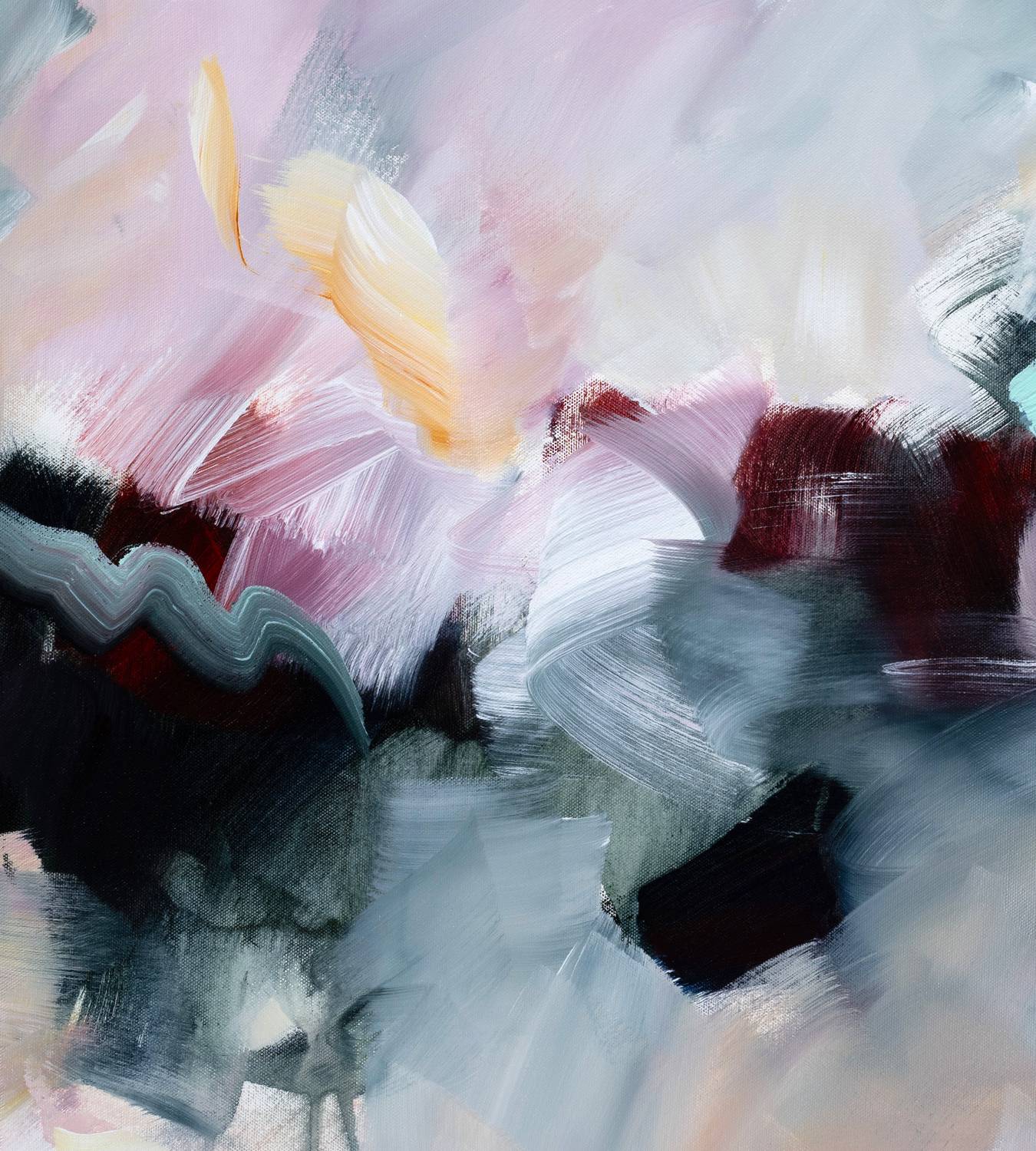 Celestial Rose 2 abstract framed canvas print, detail of colour and texture.