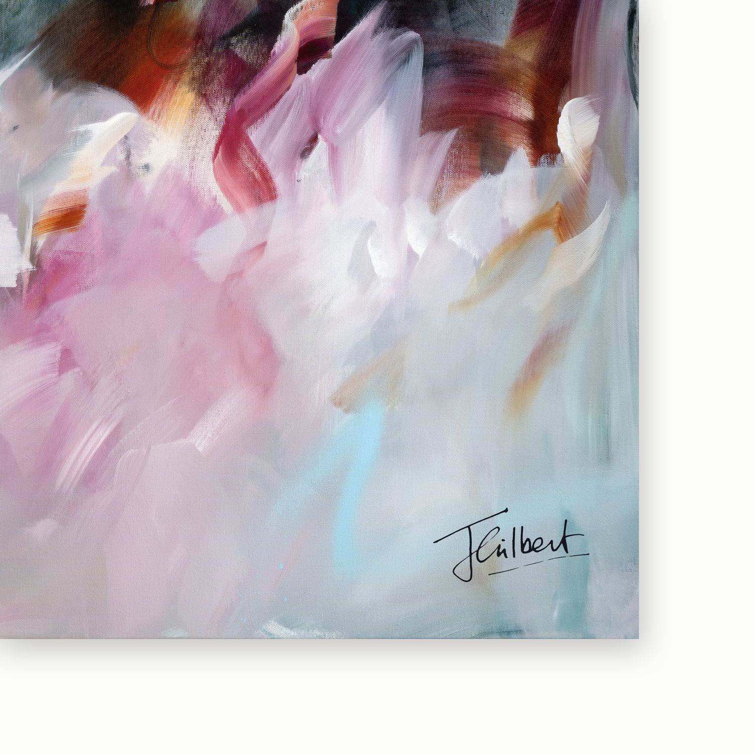 Artist signature on Corps De Ballet 2 framed canvas print by Joanna Gilbert.