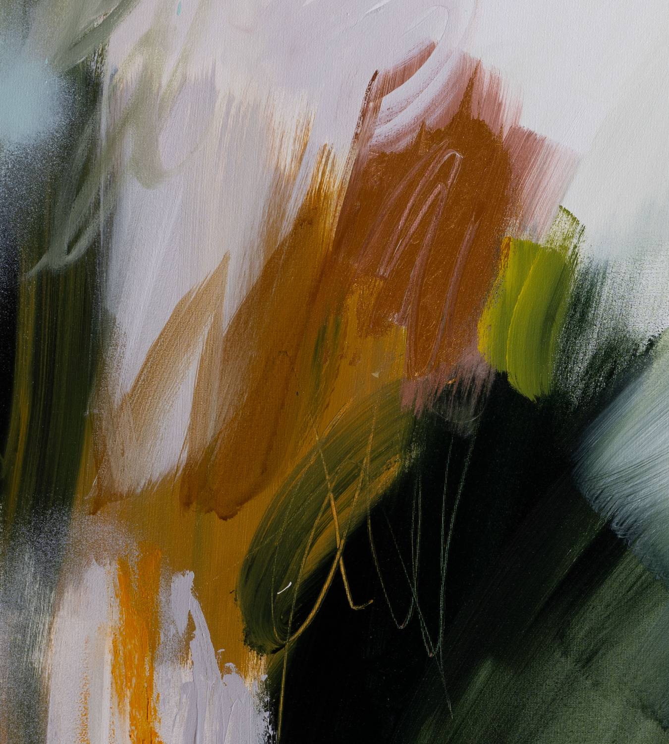 Embracing the Unknown 2 abstract framed canvas print, detail of colour and texture.