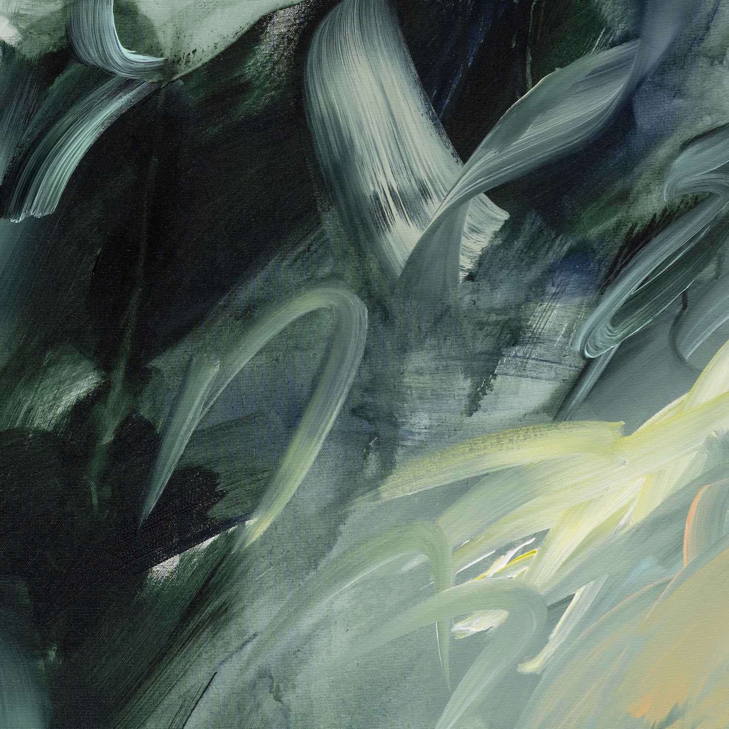 Evergreen Echoes 2 abstract framed canvas print, detail of colour and texture.