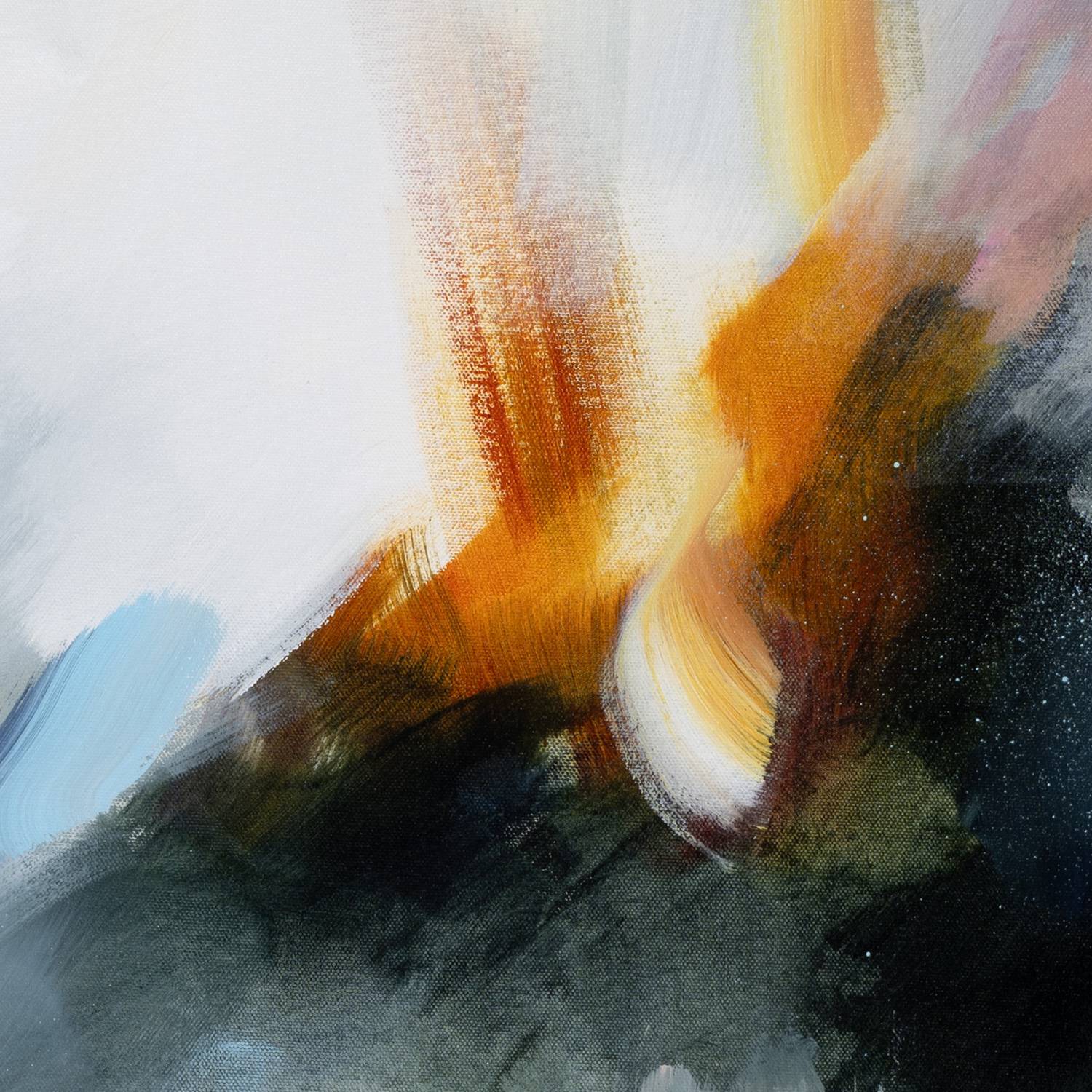 Harmony in Hues 1 abstract framed canvas print, close-up of the brushwork.