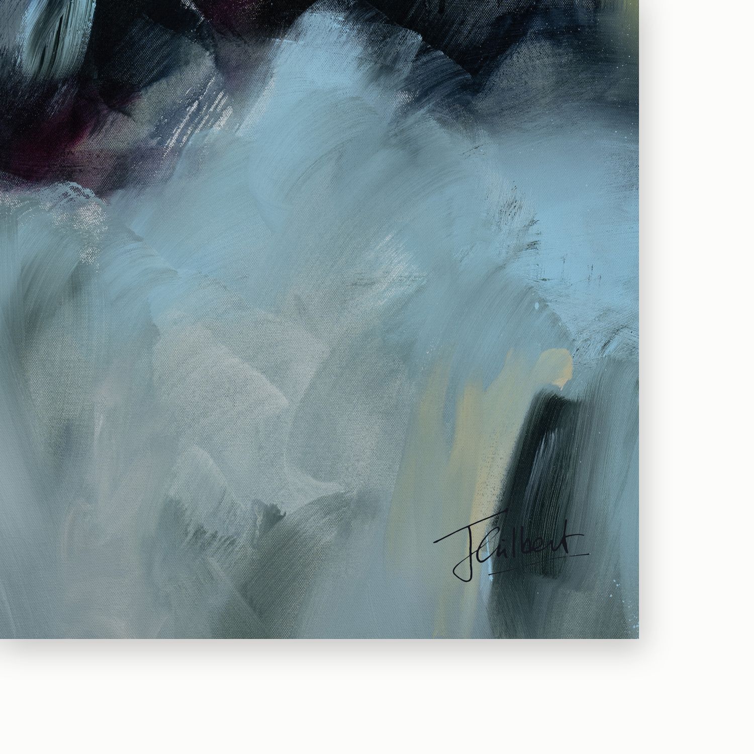Artist signature on Harmony in Hues 2 framed canvas print by Joanna Gilbert.