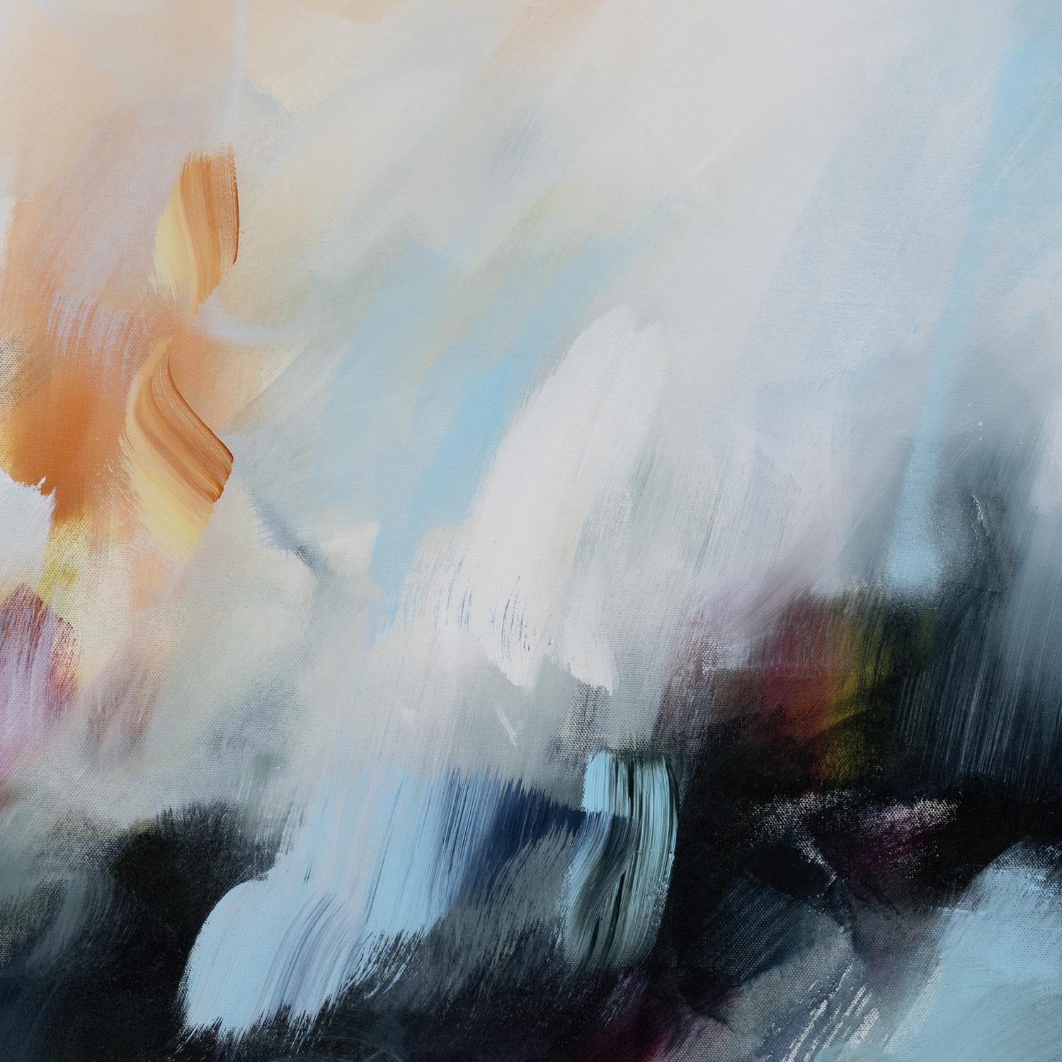 Harmony in Hues 2 abstract framed canvas print, close-up of the brushwork.