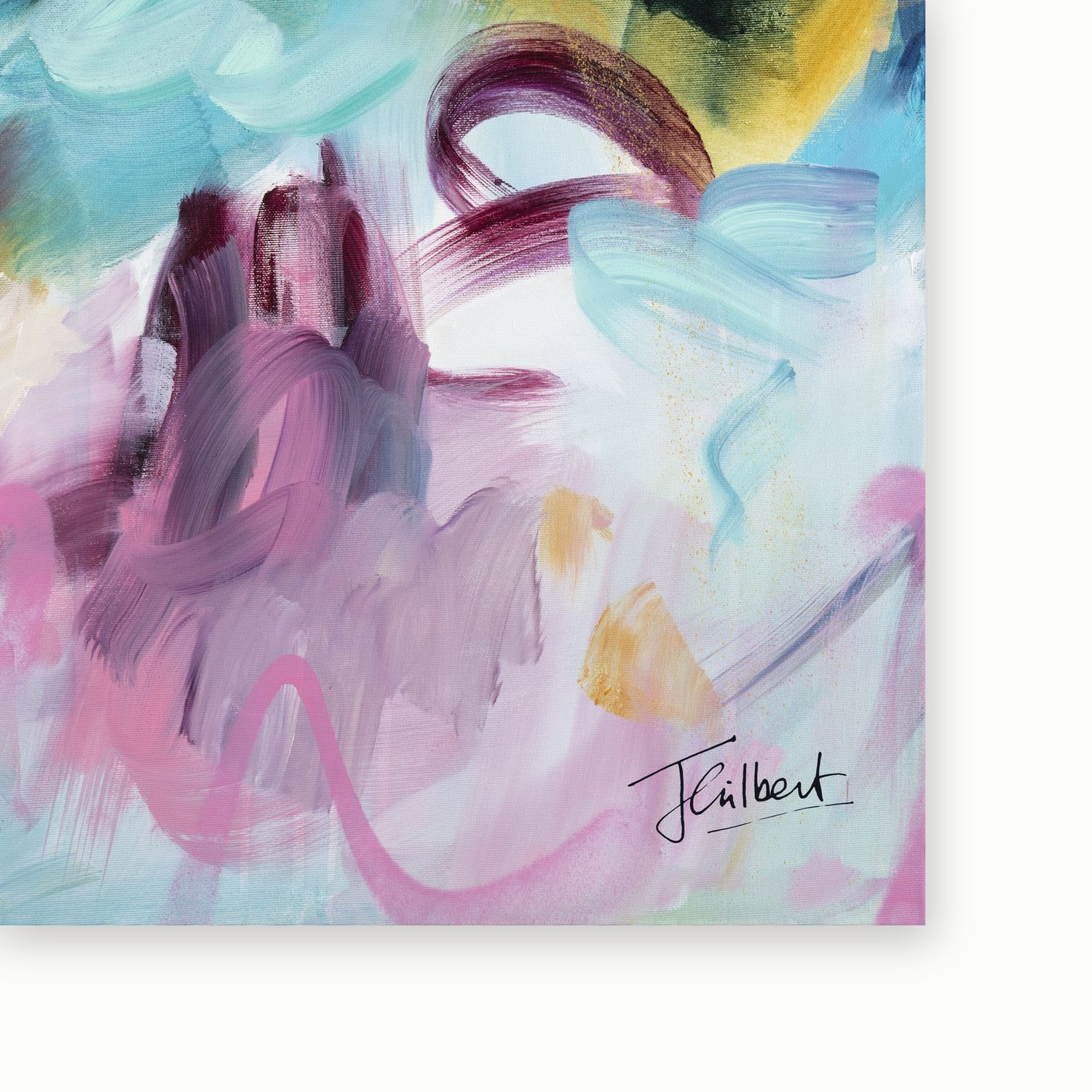 Artist signature on Journey Through Colour 1 framed canvas print by Joanna Gilbert.