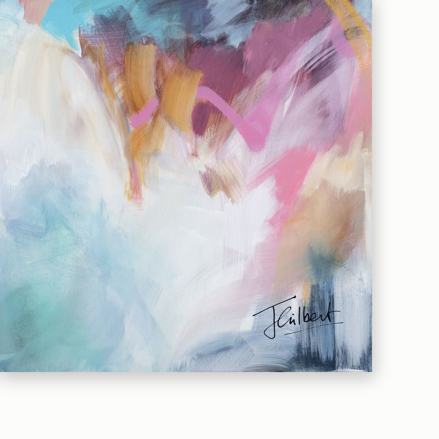 Artist signature on Journey Through Colour 2 framed canvas print by Joanna Gilbert.