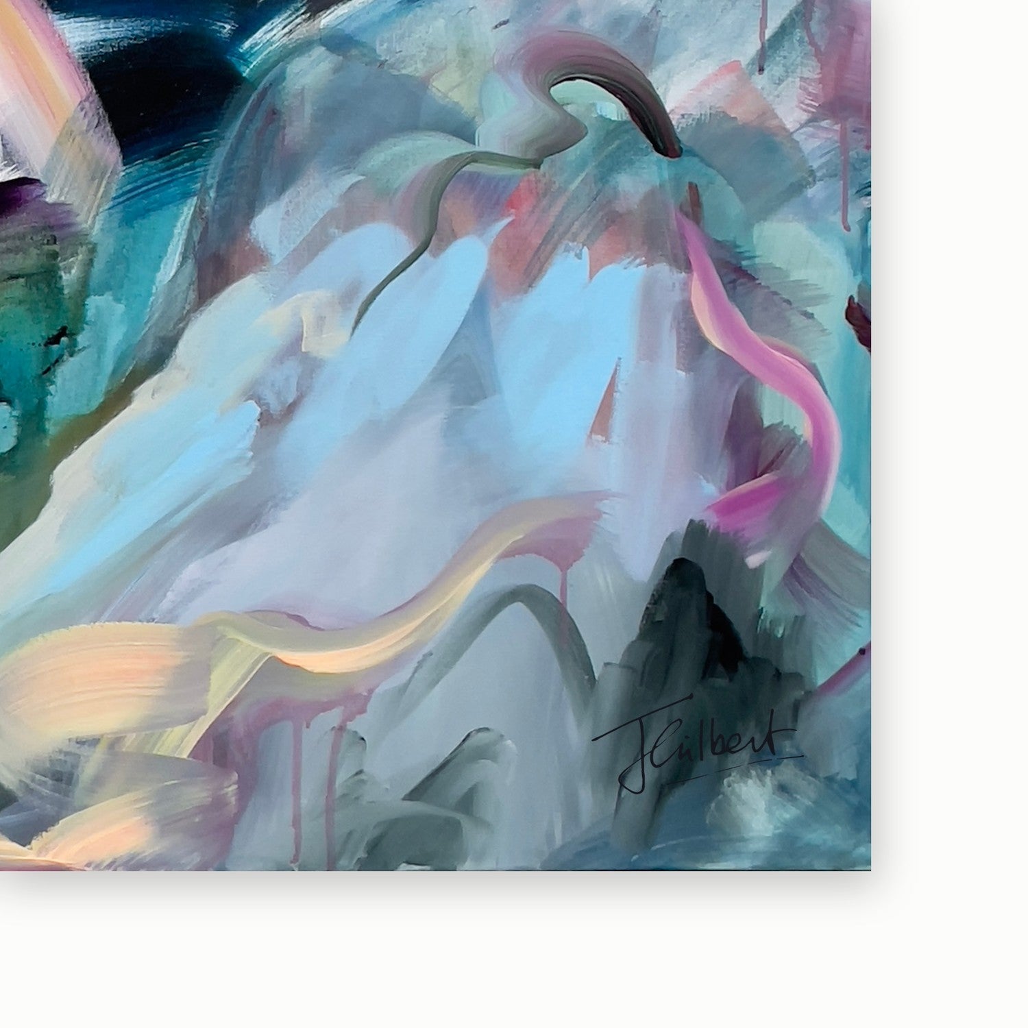 Artist signature on Landscape of the Mind 1 framed canvas print by Joanna Gilbert.