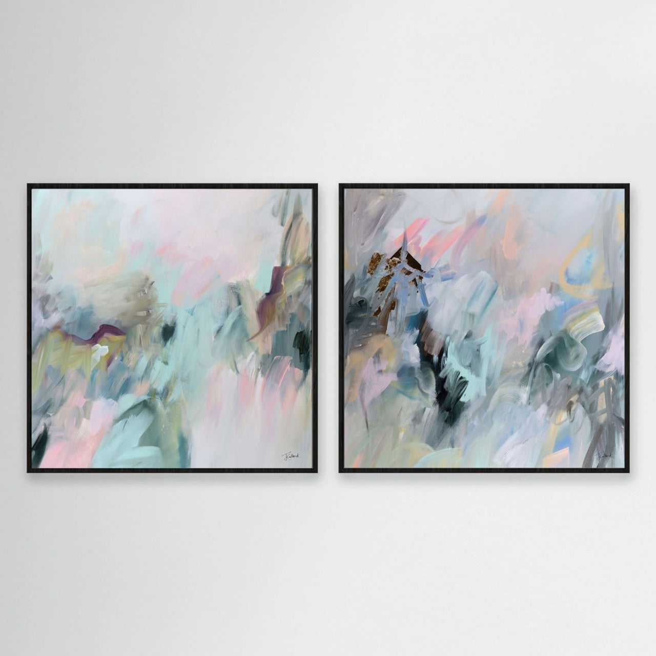 Path of Light (Pair) - Framed Diptych Canvas Print