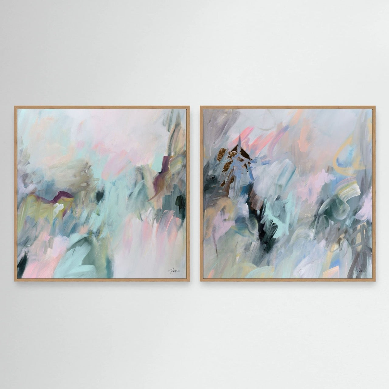 Path of Light (Pair) - Framed Diptych Canvas Print
