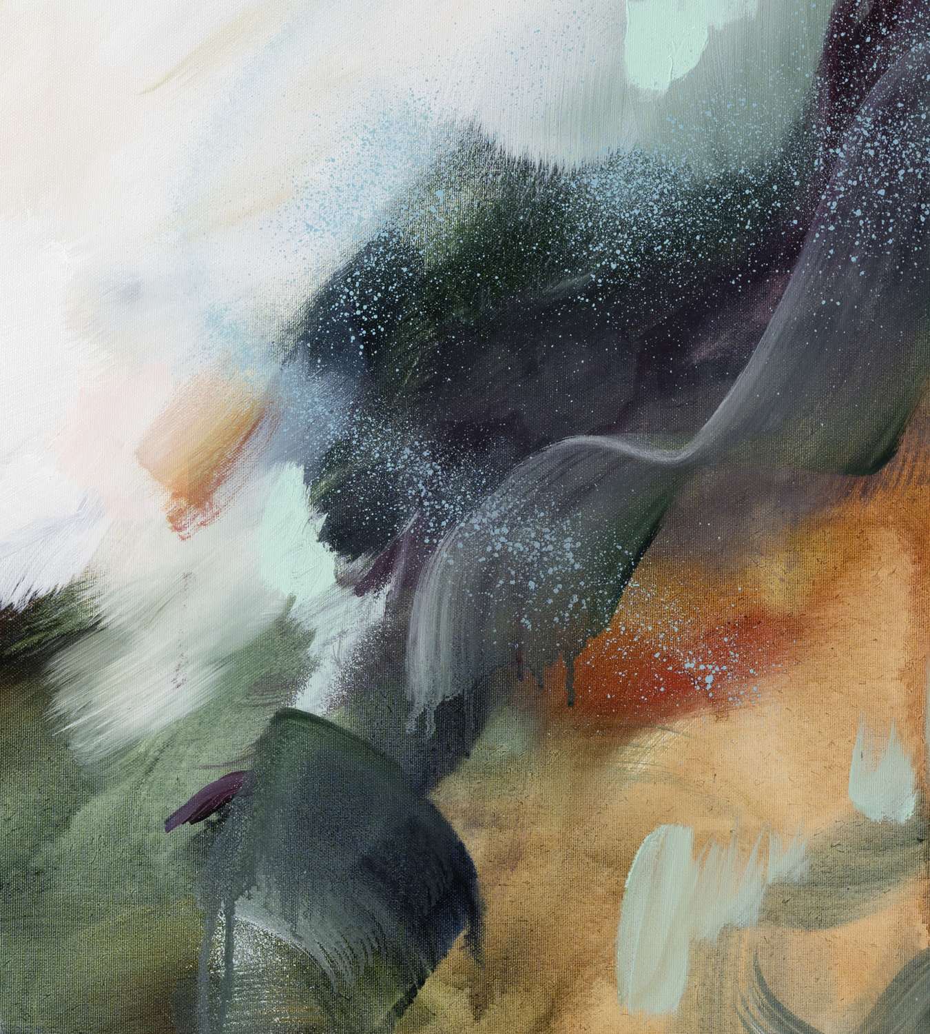 Shades of Jade 2 abstract framed canvas print, detail of colour and texture.