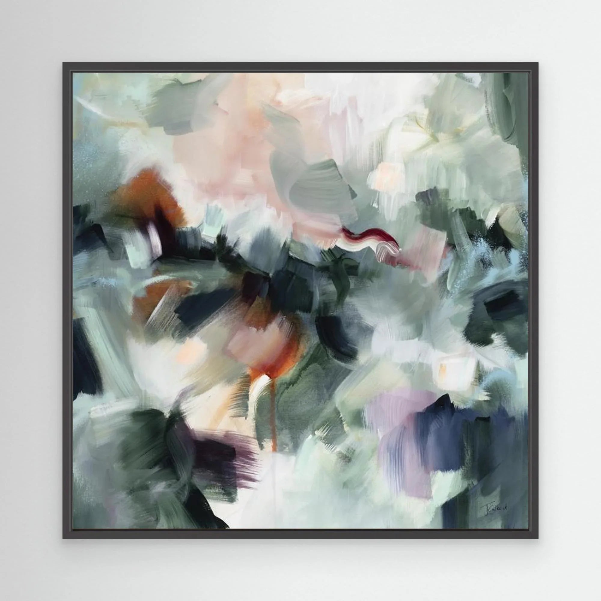 Shades of Jade 1 - Framed Canvas Print