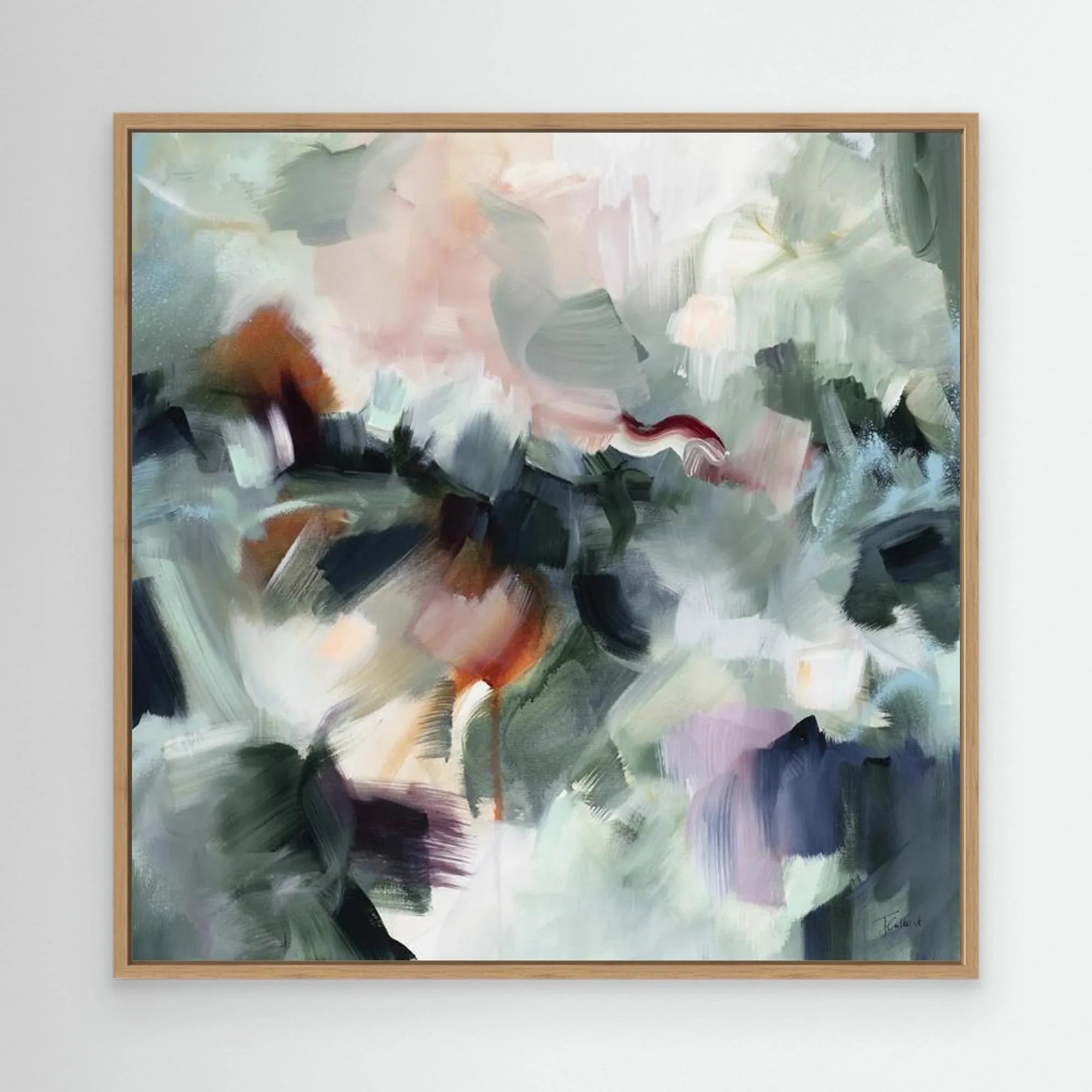 Shades of Jade 1 - Framed Canvas Print