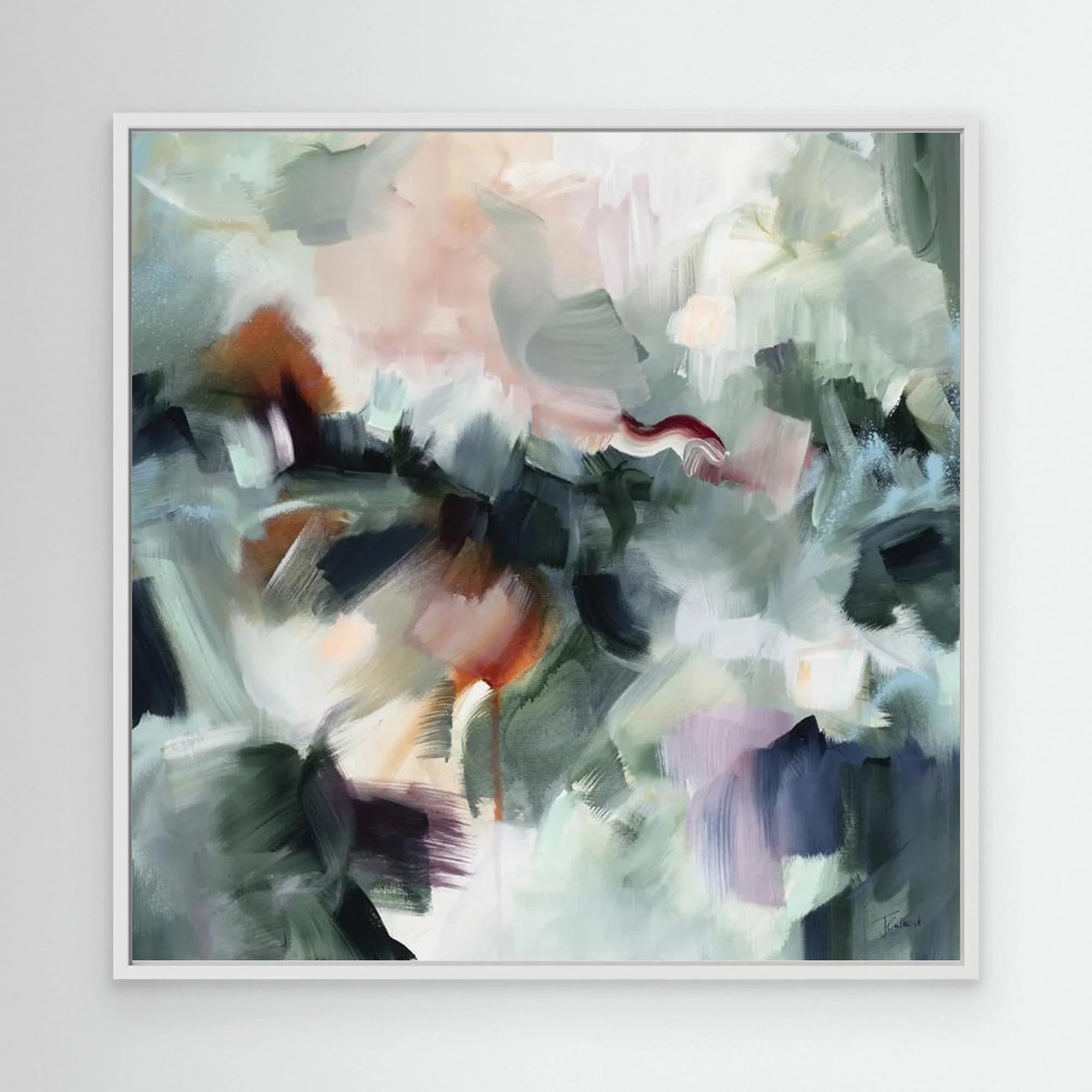Shades of Jade 1 - Framed Canvas Print