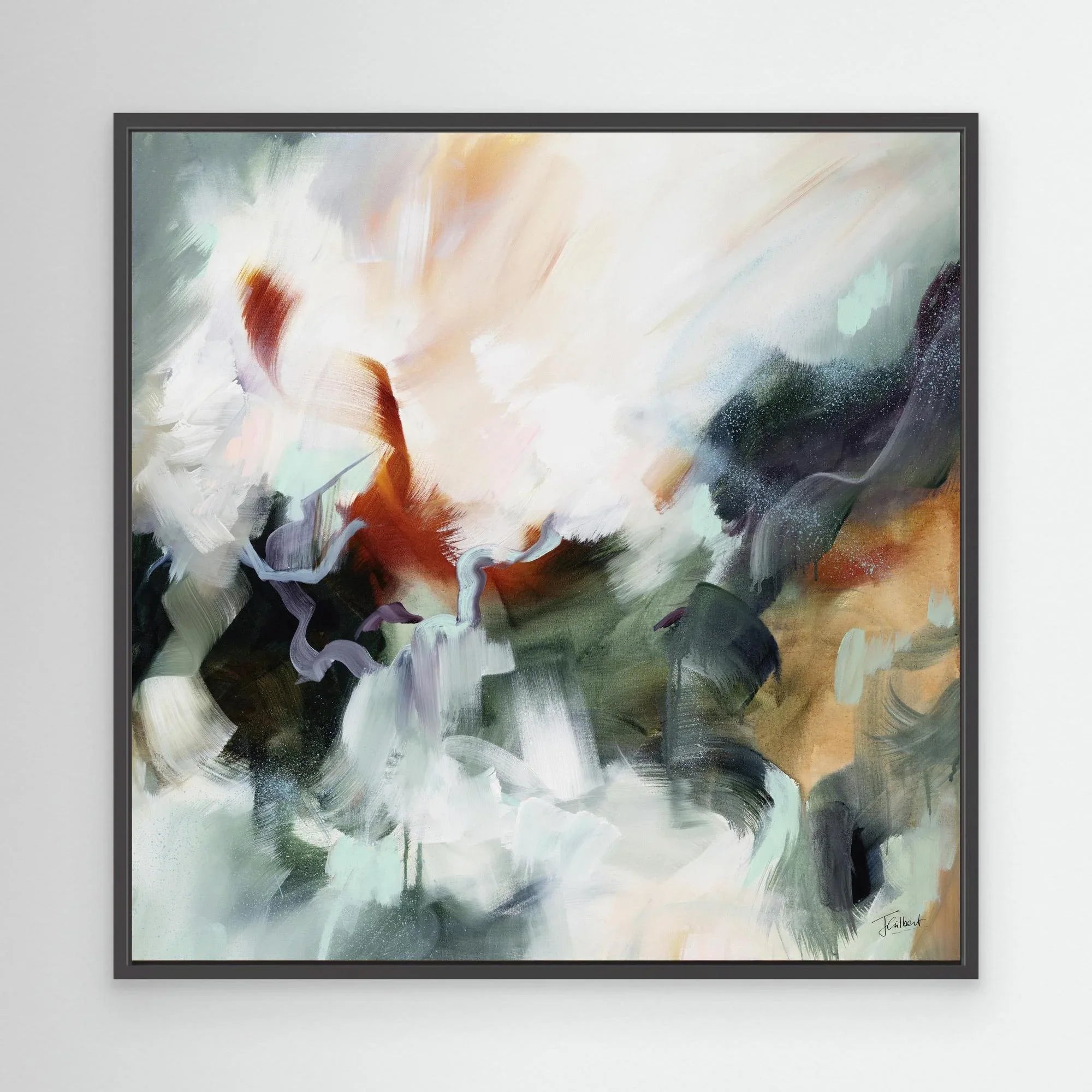 Shades of Jade 2 - Framed Canvas Print