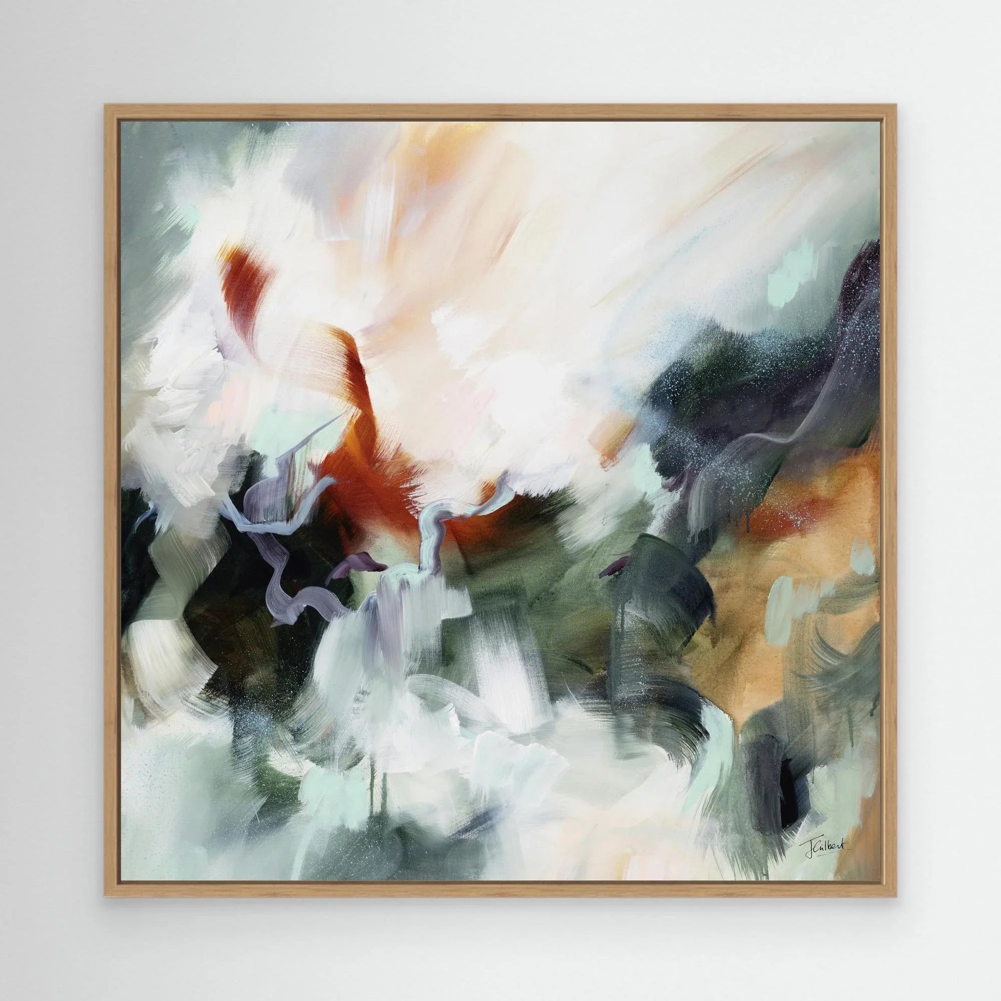 Shades of Jade 2 - Framed Canvas Print