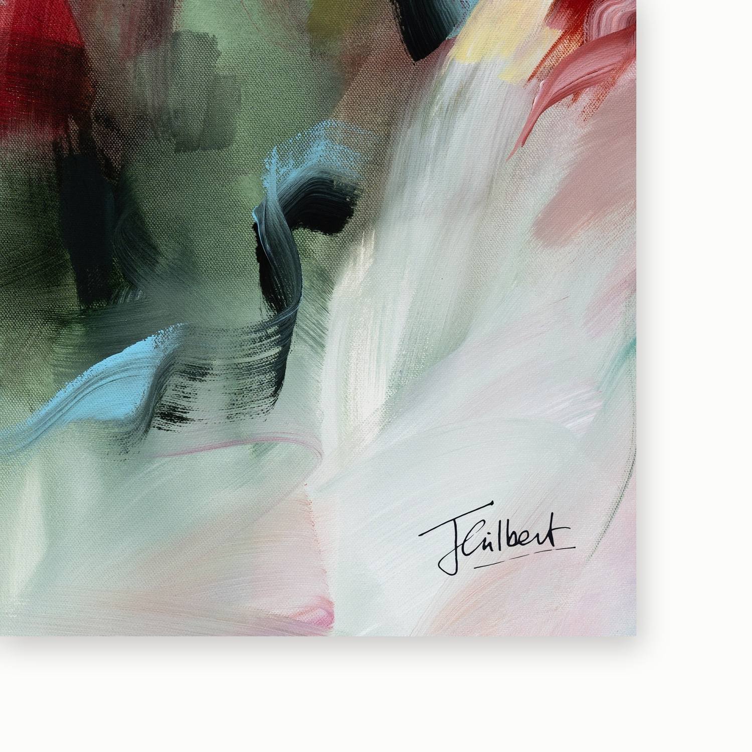 Signed corner of A Sunset's Embrace 2 vertical canvas print by artist Joanna Gilbert.