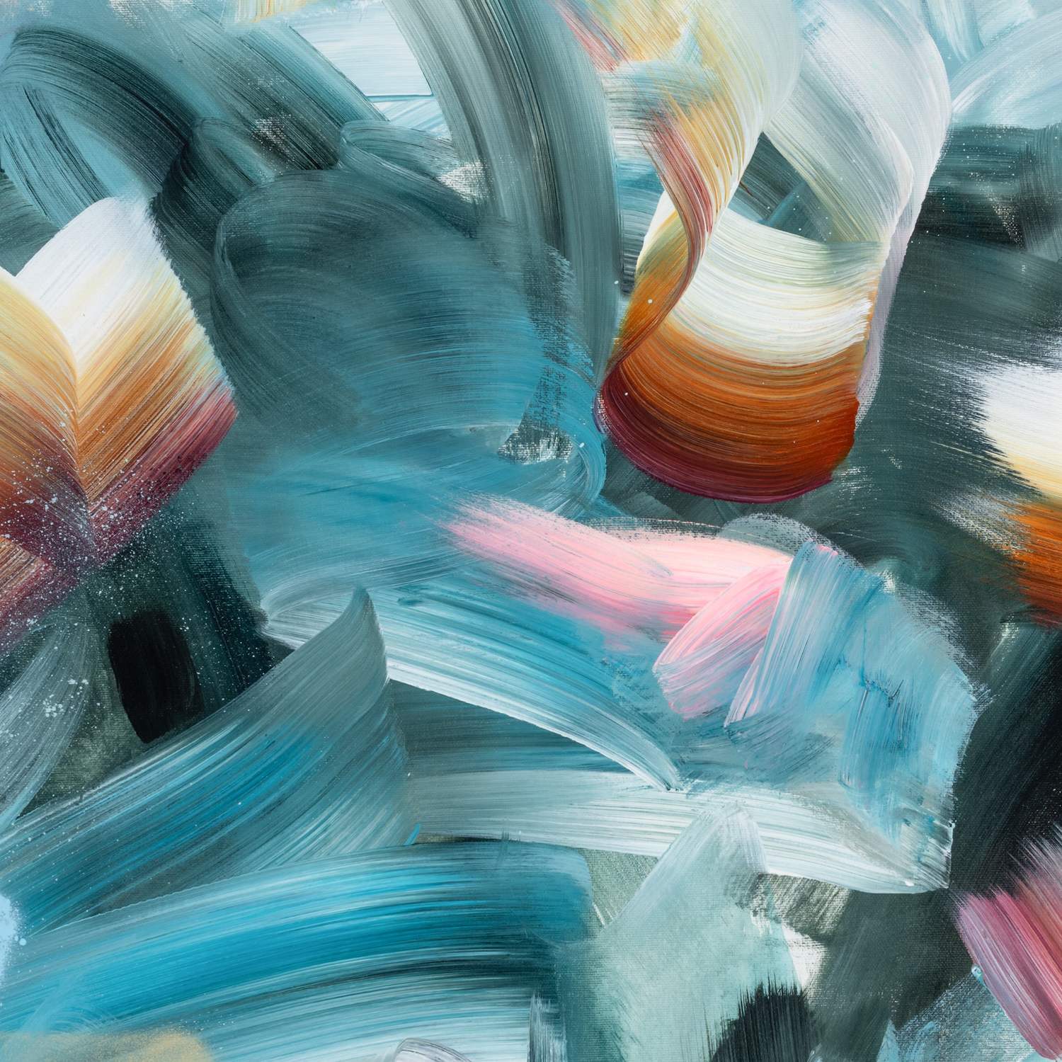 Where the Water Meets the Sky 1 abstract framed canvas print, close-up of the brushwork.
