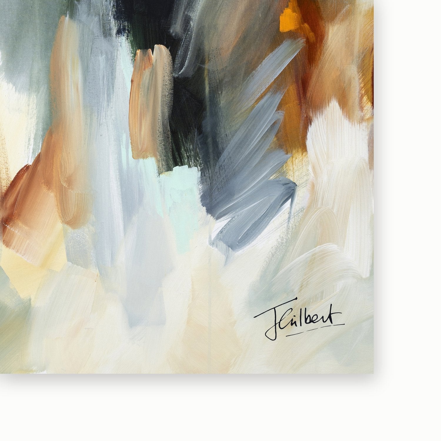 Artist signature on Whispering Heights framed canvas print by Joanna Gilbert.