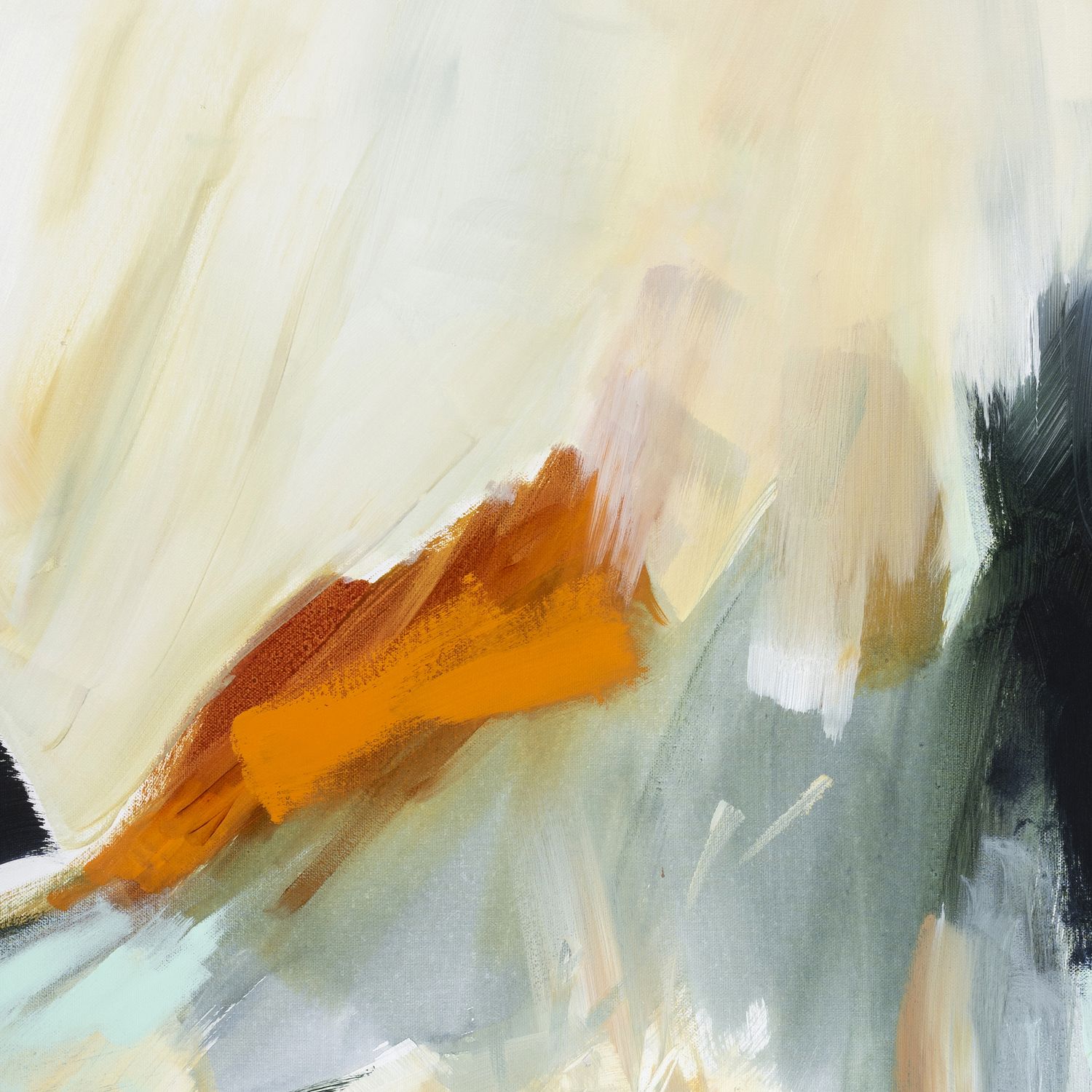Whispering Heights abstract framed canvas print, close-up of the brushwork.