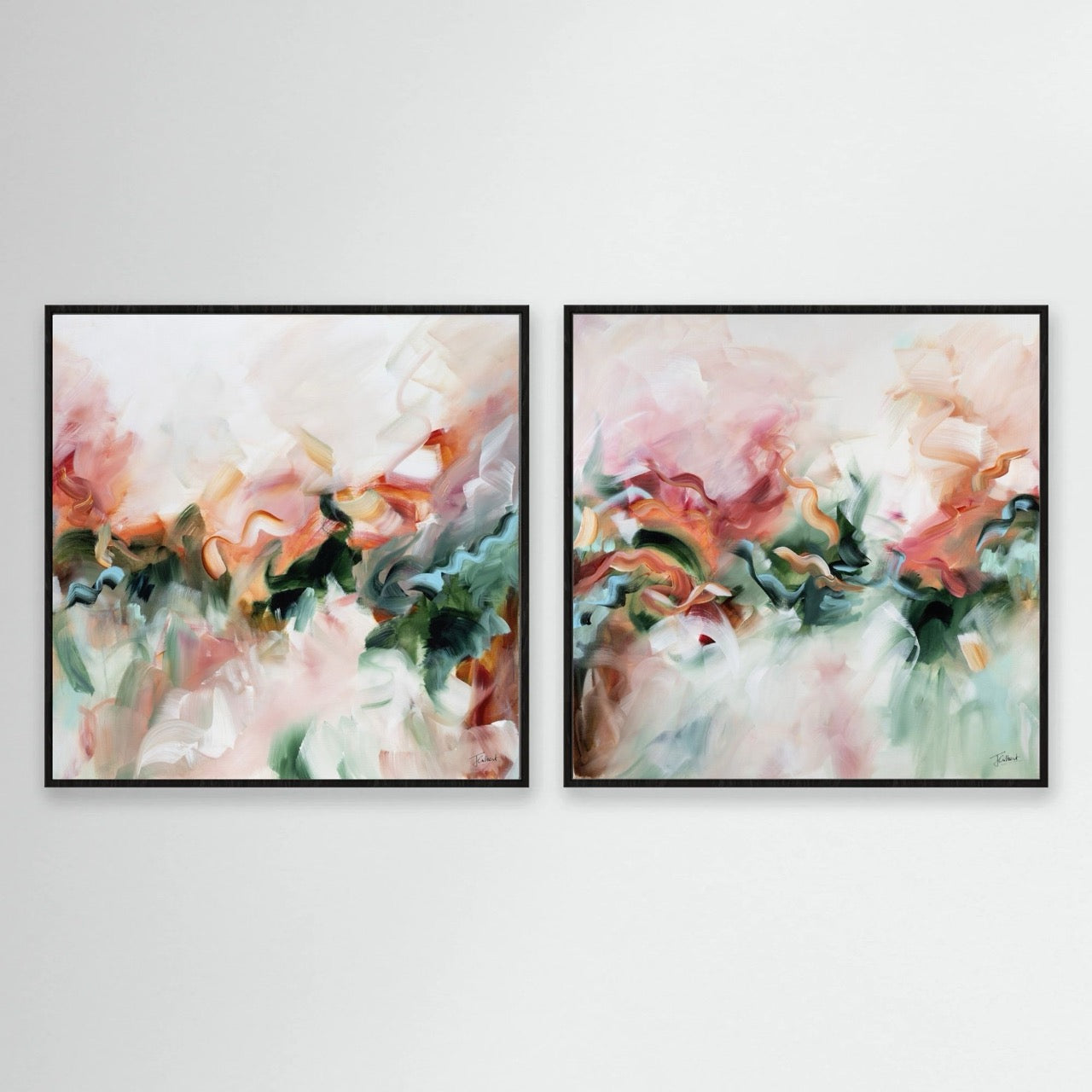 Whispers in the Forest (Pair) - Framed Diptych Canvas Print