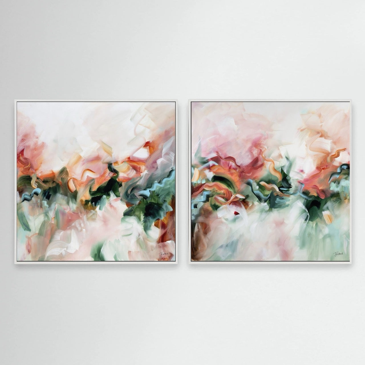 Whispers in the Forest (Pair) - Framed Diptych Canvas Print