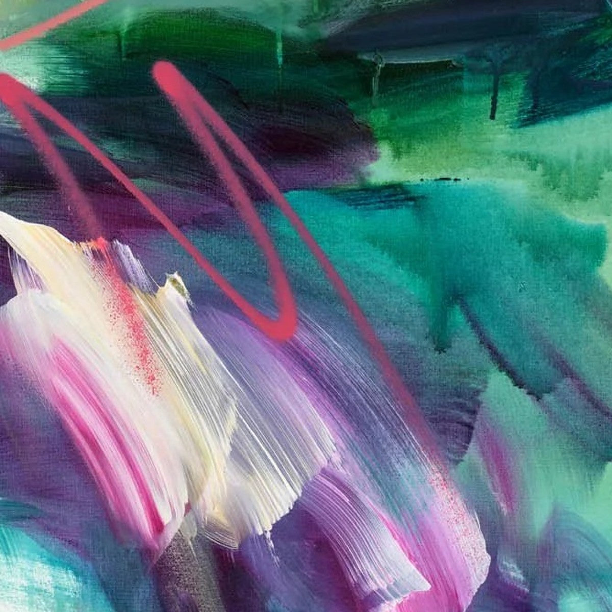 Becoming 1, original abstract painting by Joanna Gilbert, close detail of the brushwork