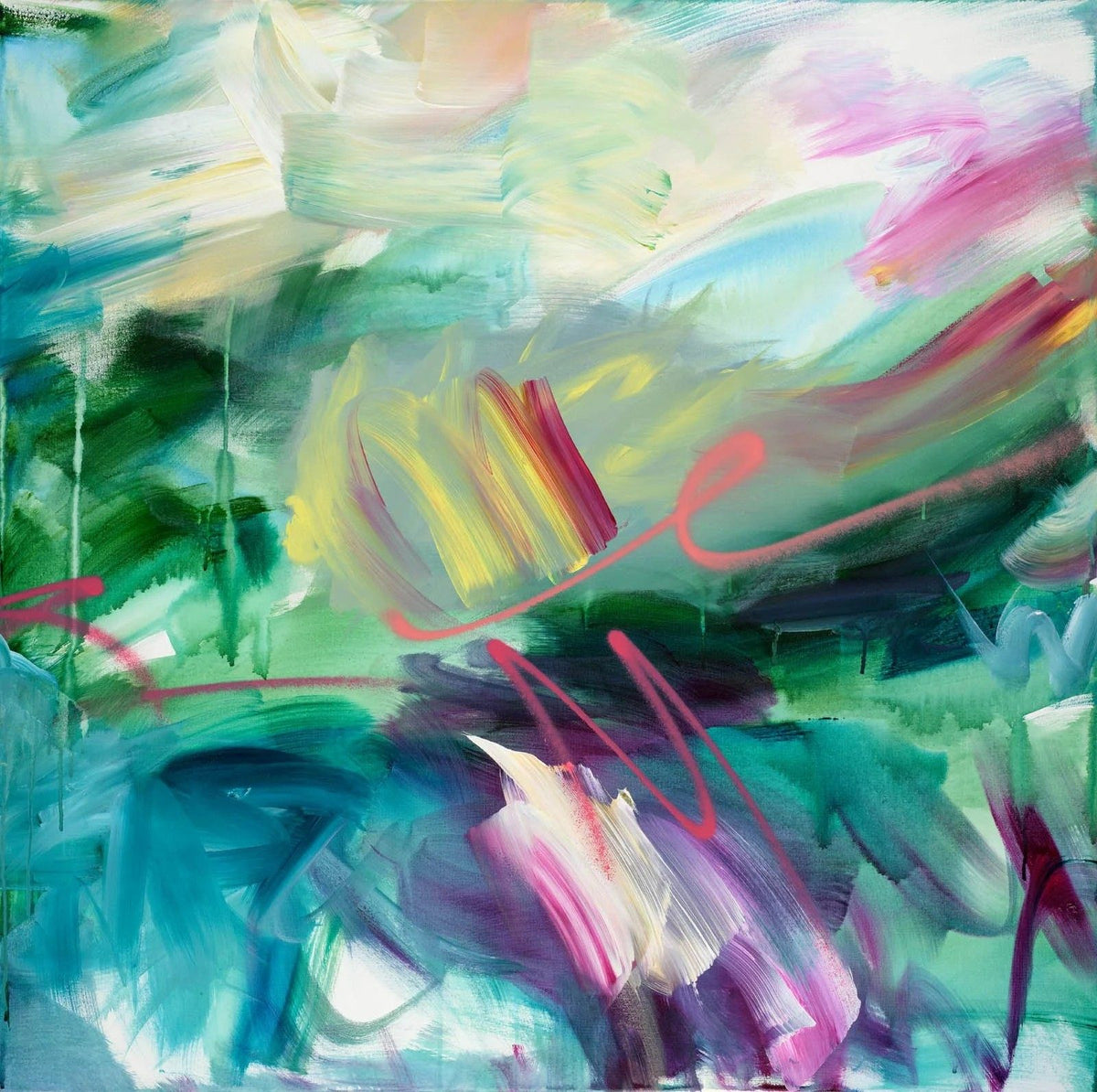 Becoming 1, original abstract painting by Joanna Gilbert, full view of the canvas