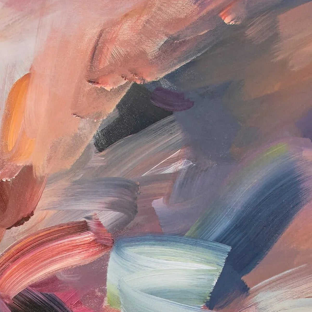 Being Human, original abstract painting by Joanna Gilbert, close detail of the mark making