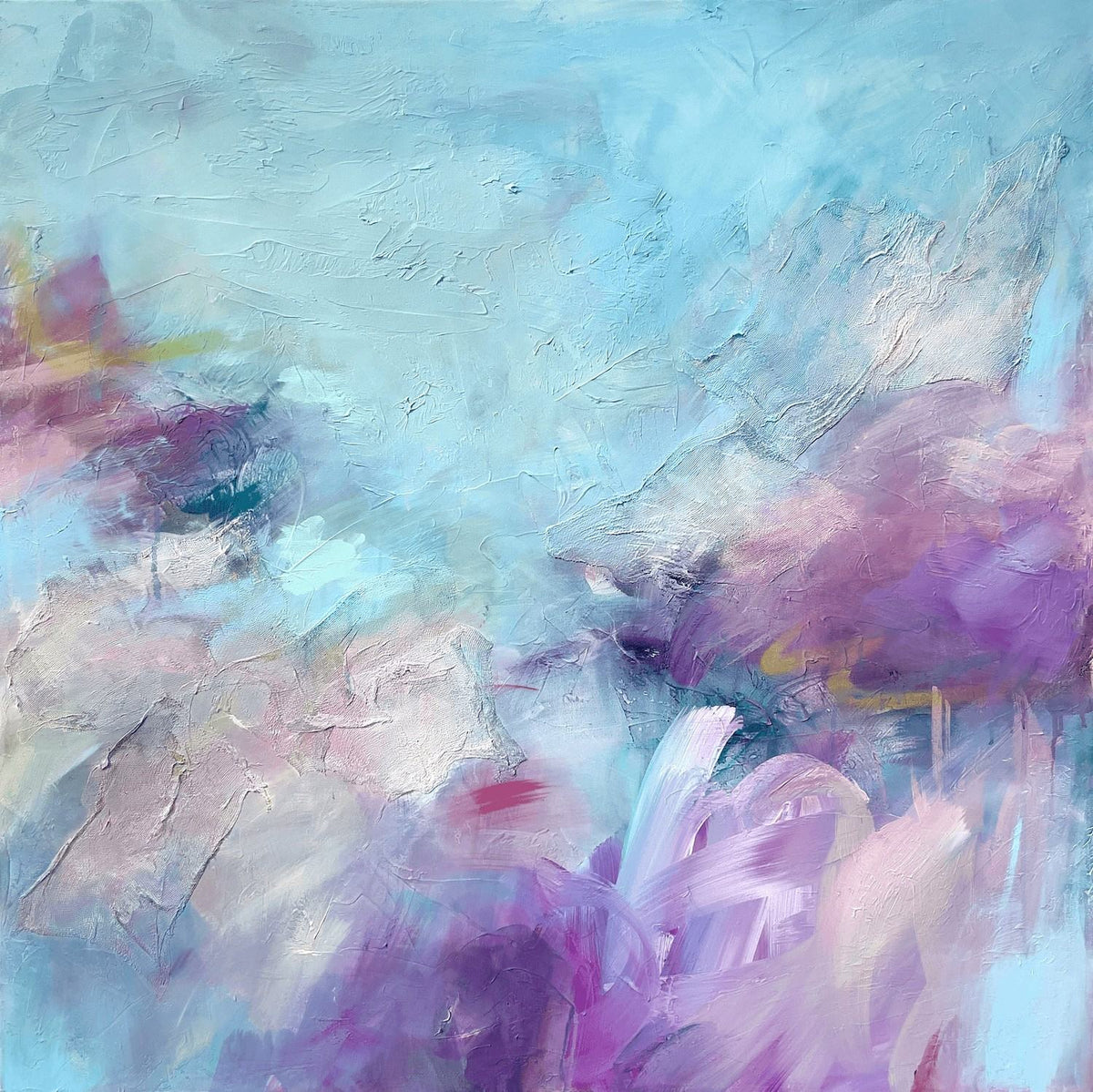 Blue Sky & Blossom, original abstract painting by Joanna Gilbert, full view of the canvas