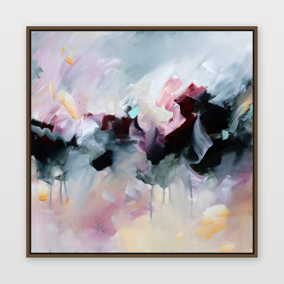 Celestial Rose 2 by Joanna Gilbert, shown in a dark oak float frame