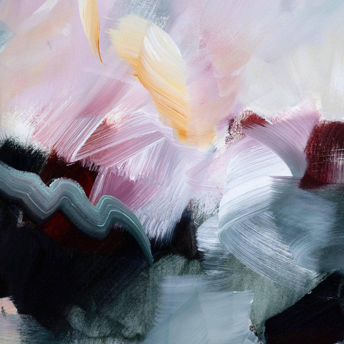 Celestial Rose 2, original abstract painting by Joanna Gilbert, close detail of the paint surface