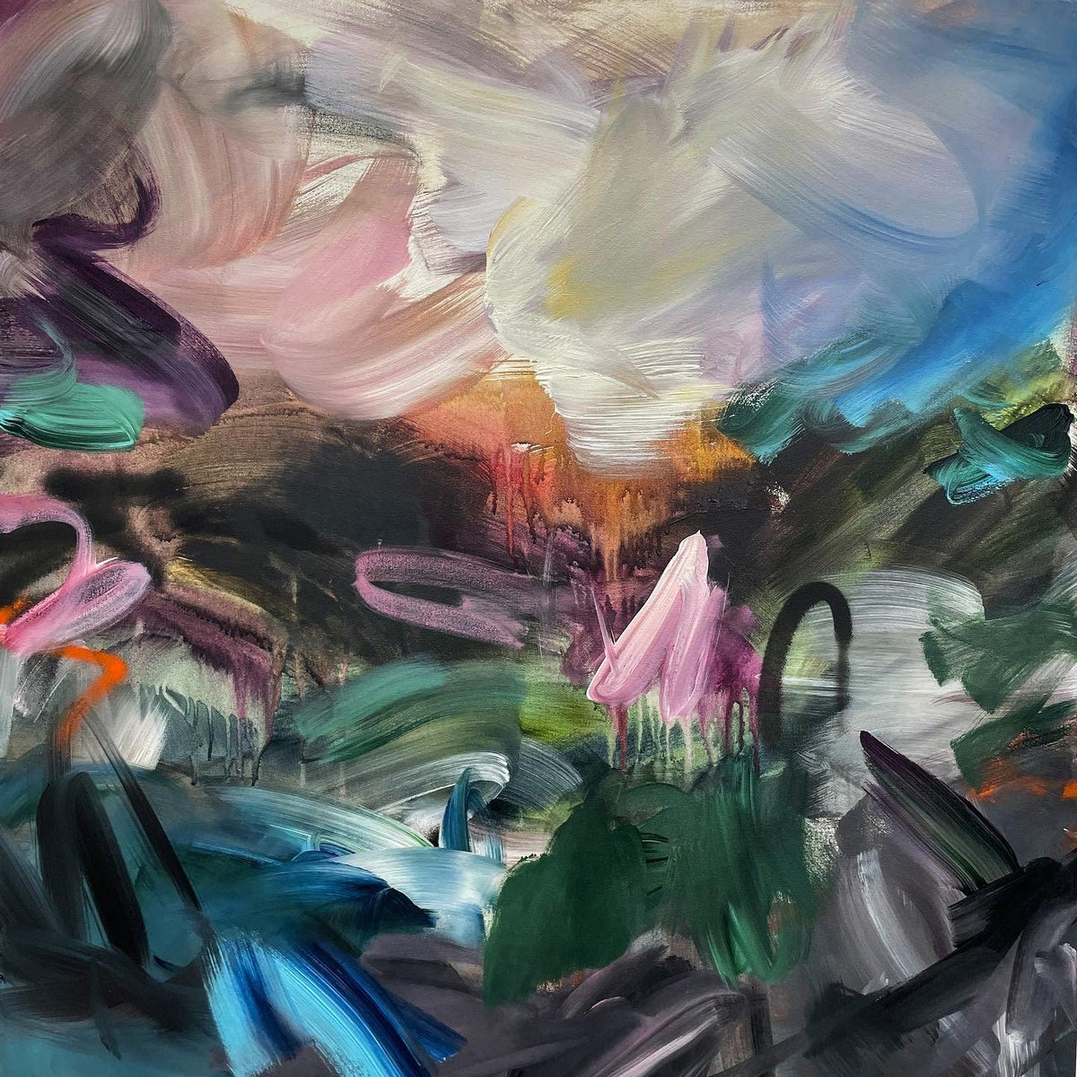Changing Season, original abstract painting by Joanna Gilbert, full view of the canvas