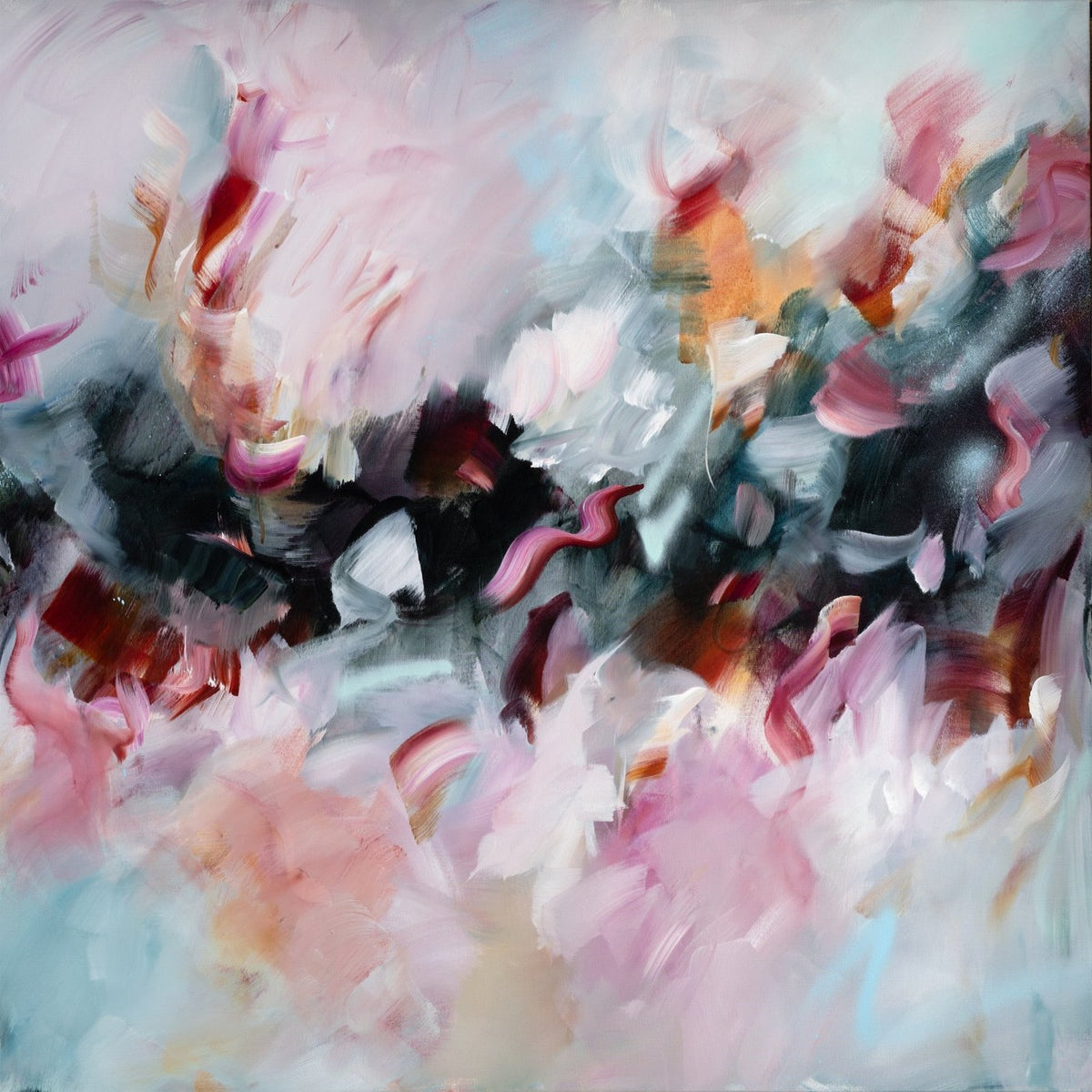 Corps de Ballet 2, original abstract painting by Joanna Gilbert, full view of the canvas