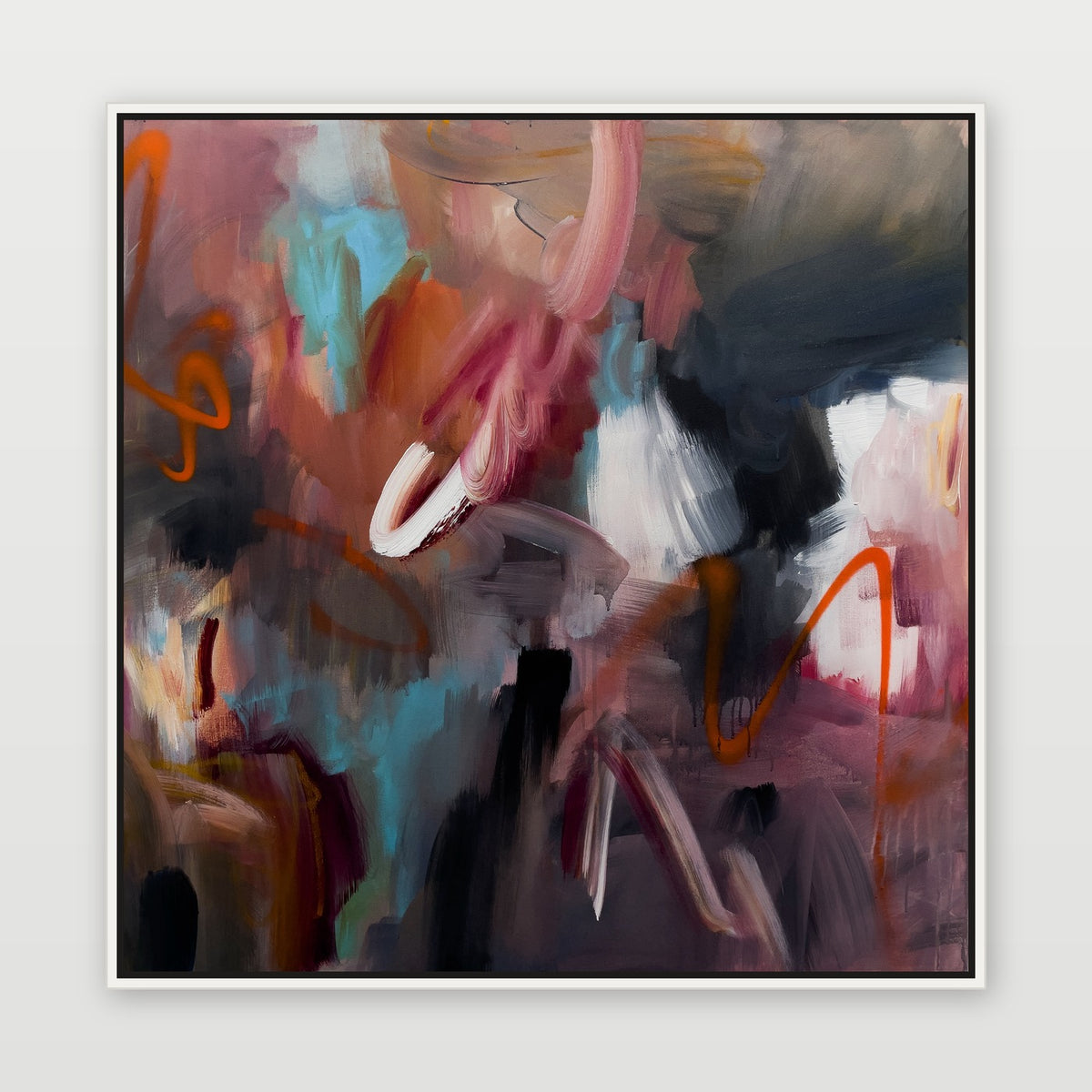 Dancing Leaves by Joanna Gilbert, shown in a white float frame