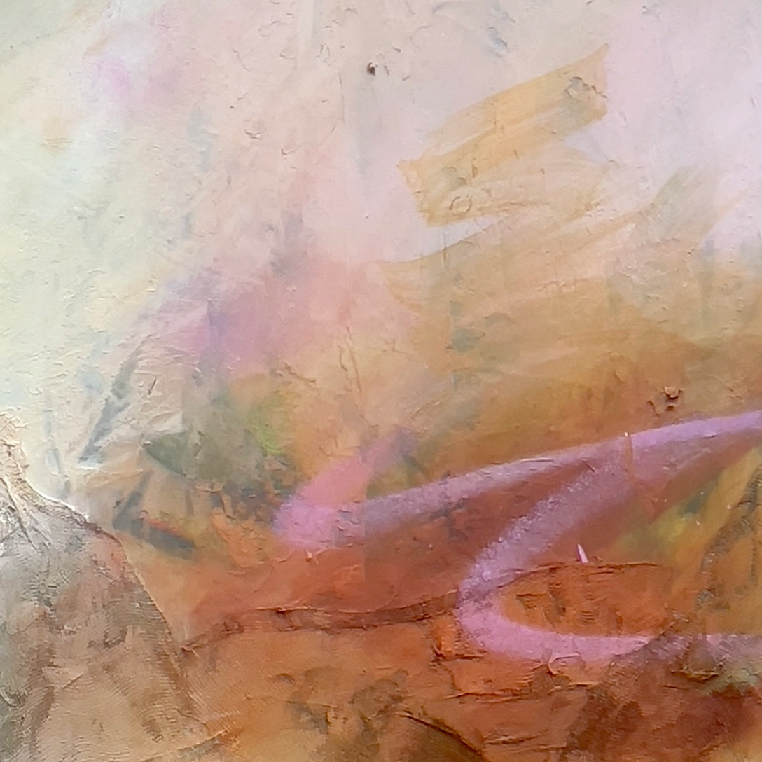Desert at Dawn, original abstract painting by Joanna Gilbert, close detail of the paint surface