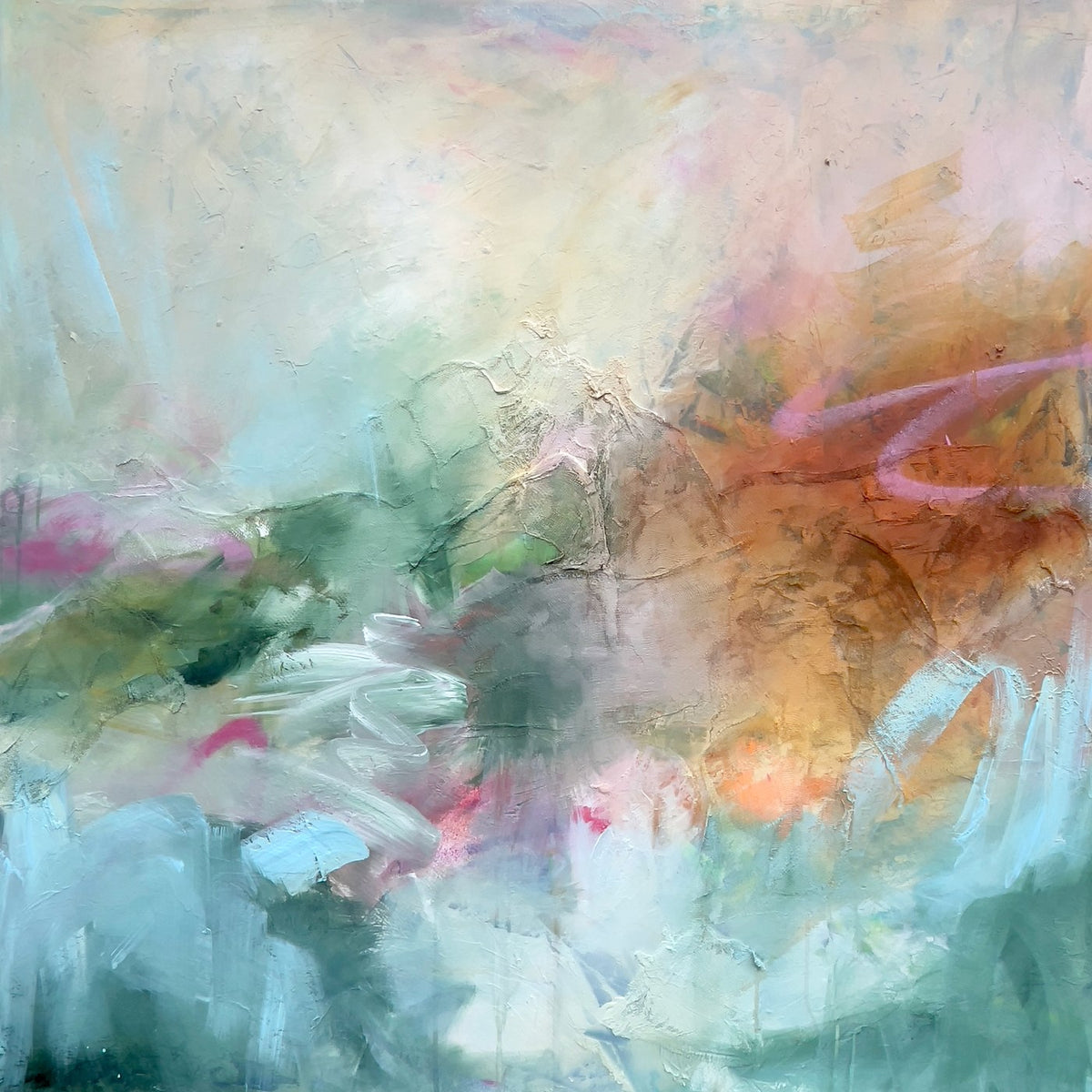 Desert at Dawn, original abstract painting by Joanna Gilbert, full canvas