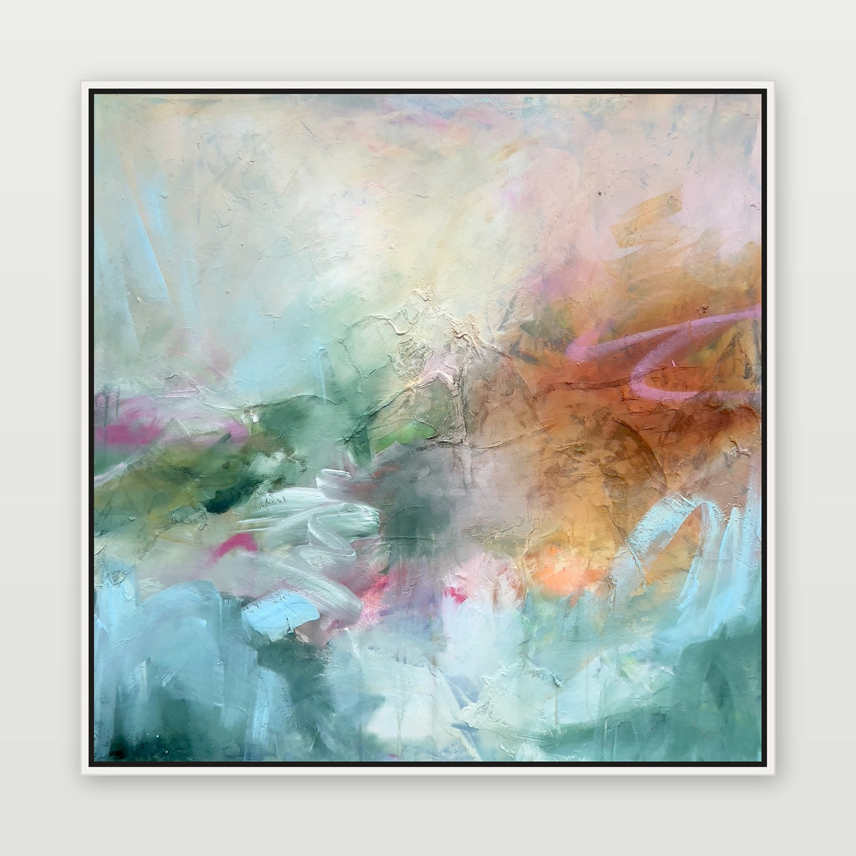 Desert at Dawn by Joanna Gilbert, shown in a white float frame
