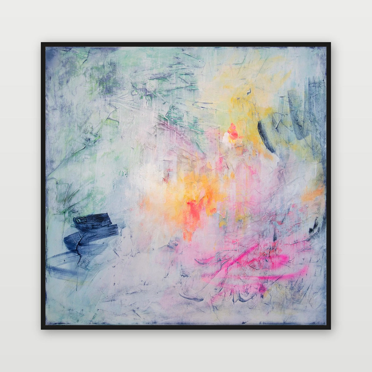 Impressions by Joanna Gilbert, shown in a black float frame