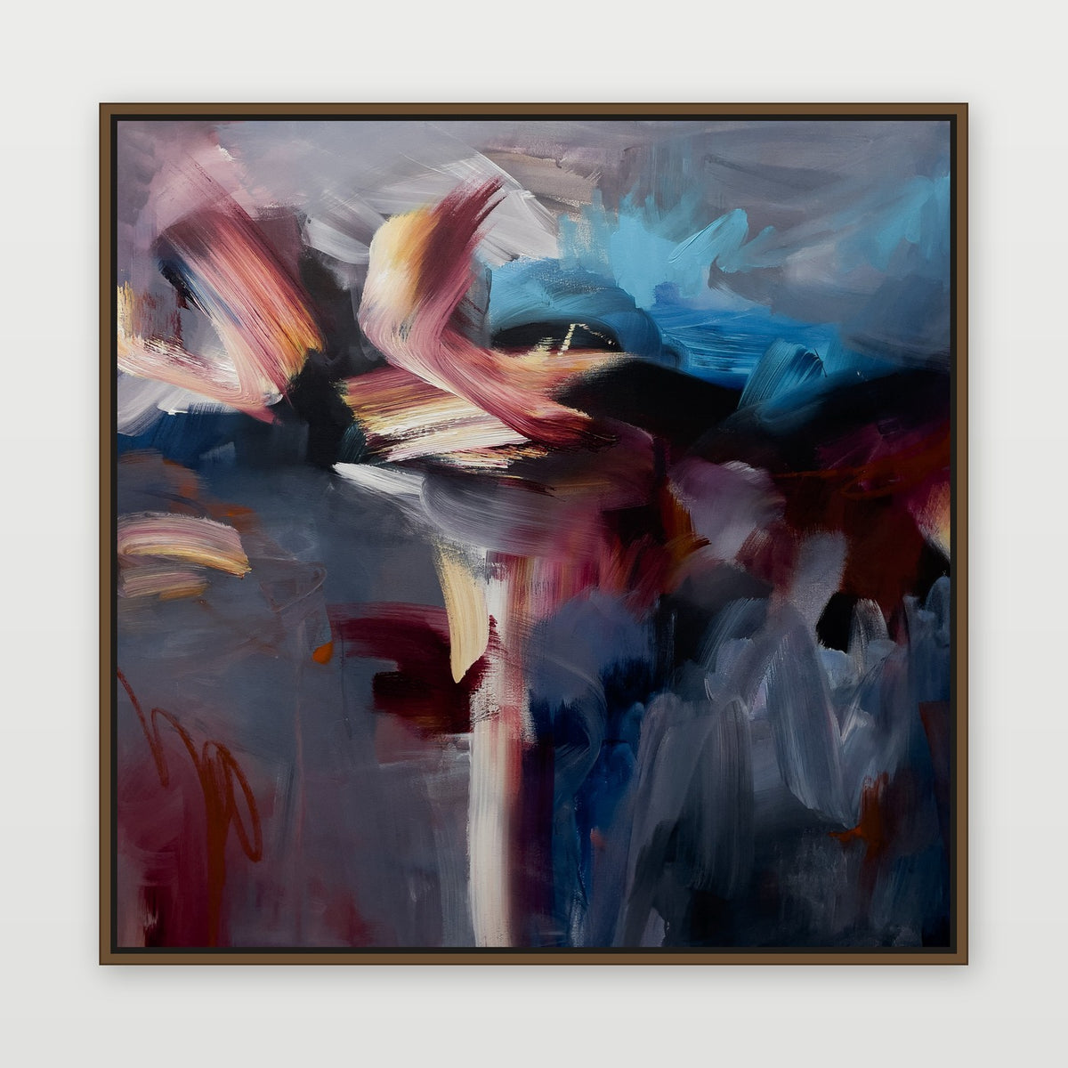 Inner Flame by Joanna Gilbert, shown in a dark oak float frame
