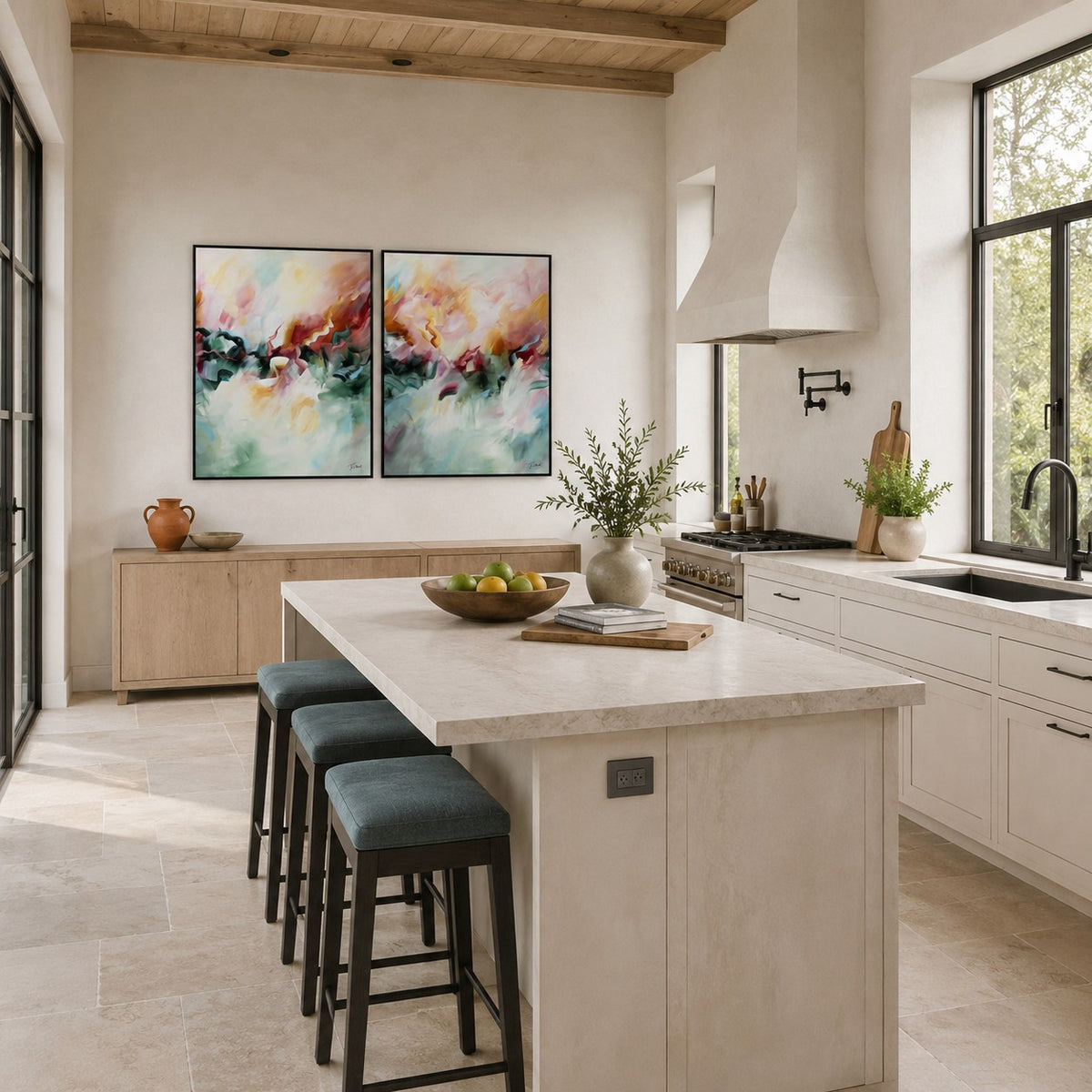 A Sunset's Embrace vertical pair, room mockup
