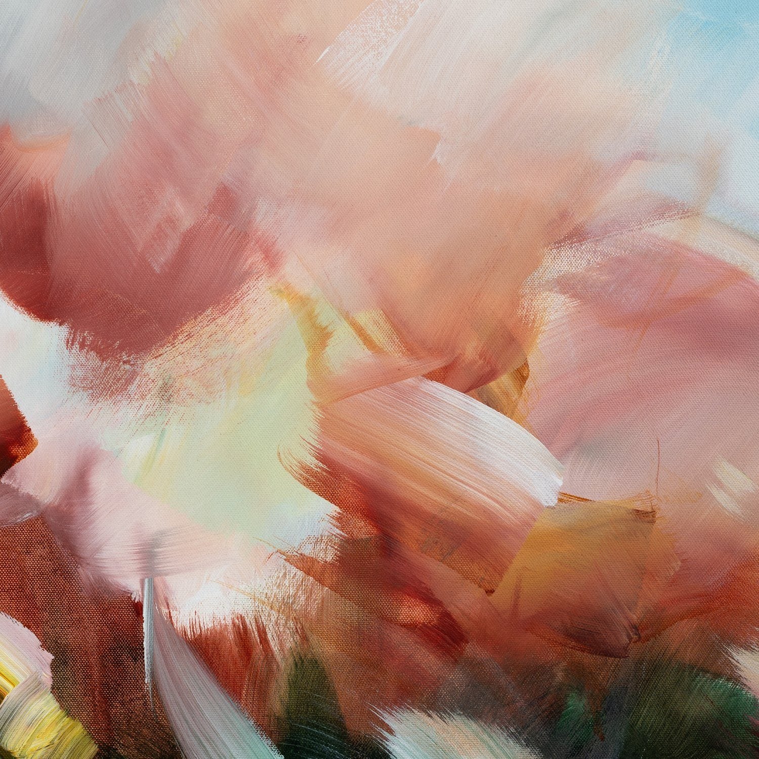 Brushwork and texture detail of Emerald Glow 1, an abstract canvas print by Joanna Gilbert.