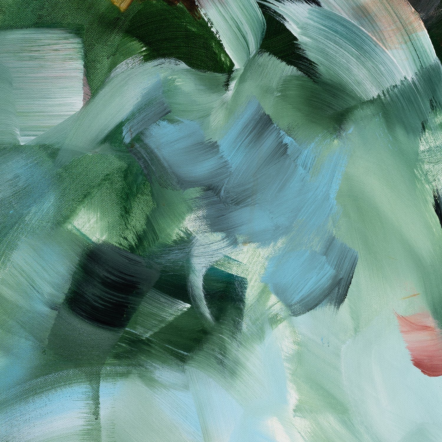 Close-up detail of Emerald Glow, an abstract canvas print by Joanna Gilbert.