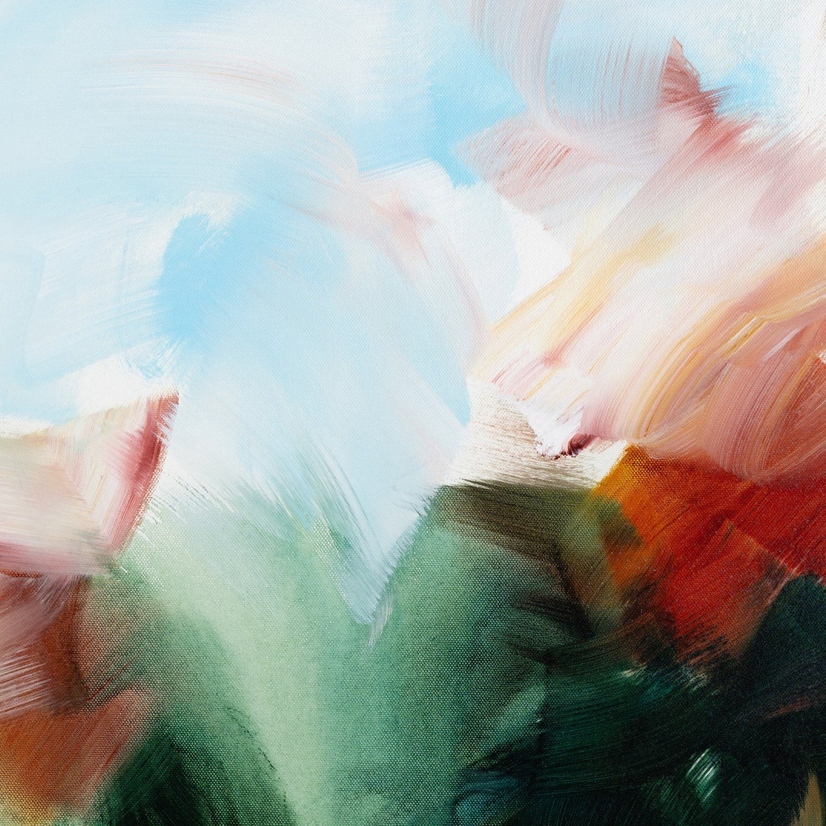 Brushwork and texture detail of Emerald Glow 2, an abstract canvas print by Joanna Gilbert.