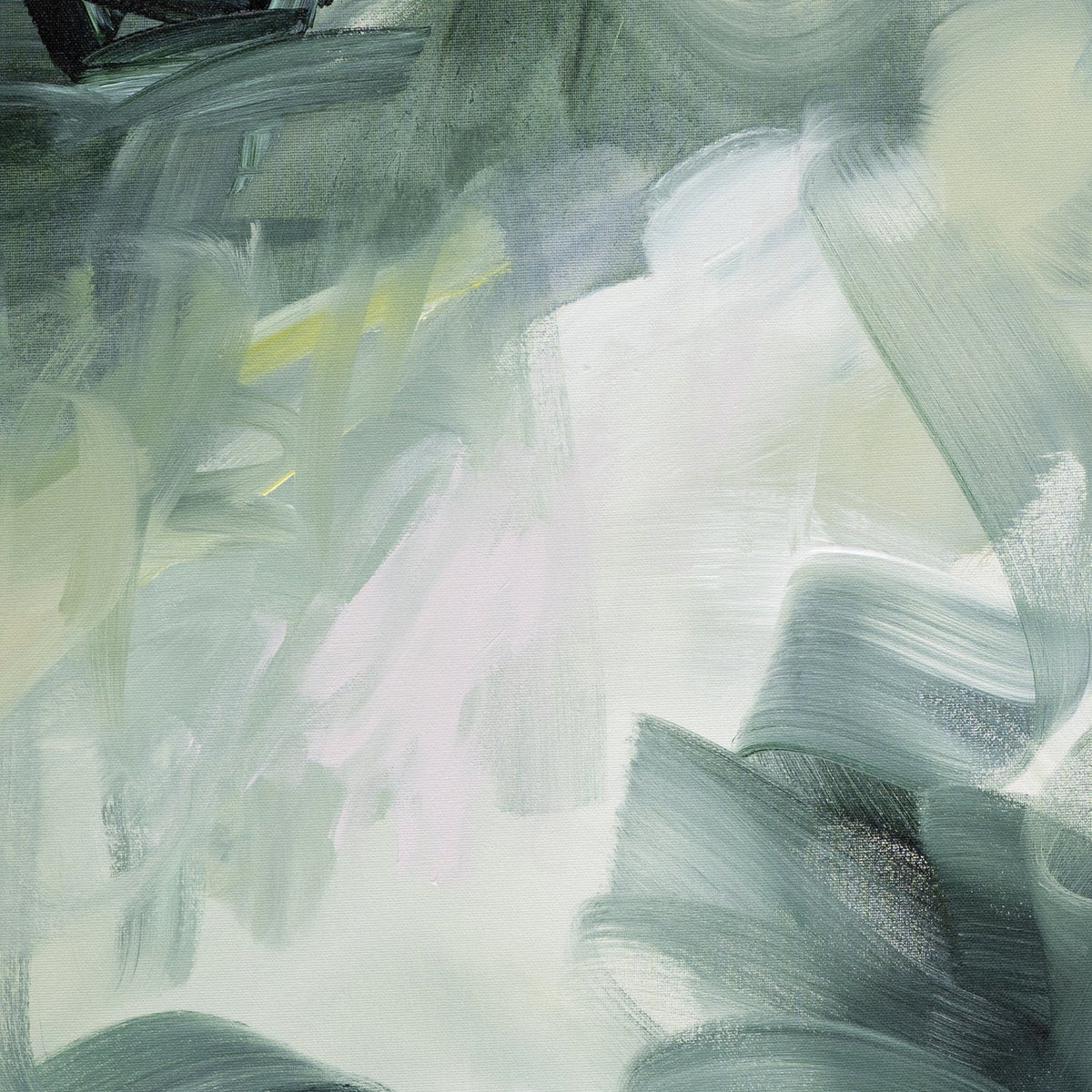 Close-up detail of Evergreen Echoes 1, an abstract canvas print by Joanna Gilbert.