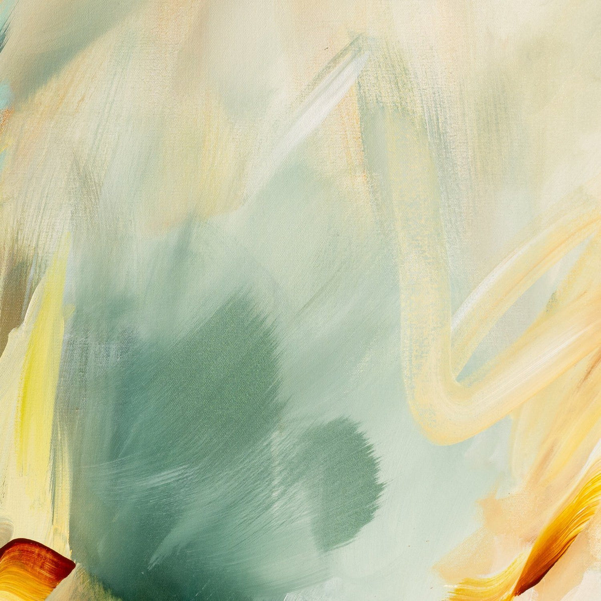 Brushwork and texture detail of Golden Drift, an abstract canvas print by Joanna Gilbert.