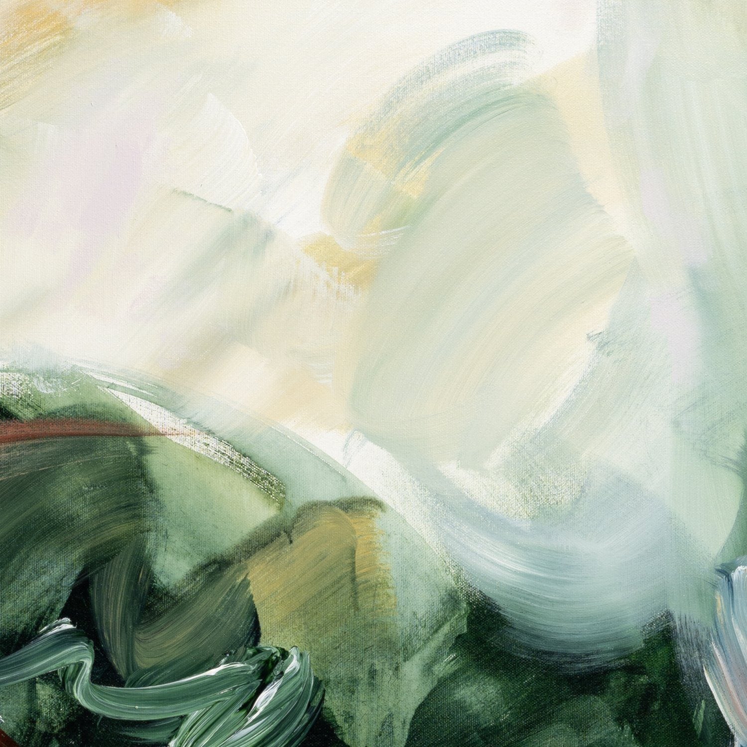 Brushwork and texture detail of Movement in Green, an abstract canvas print by Joanna Gilbert.